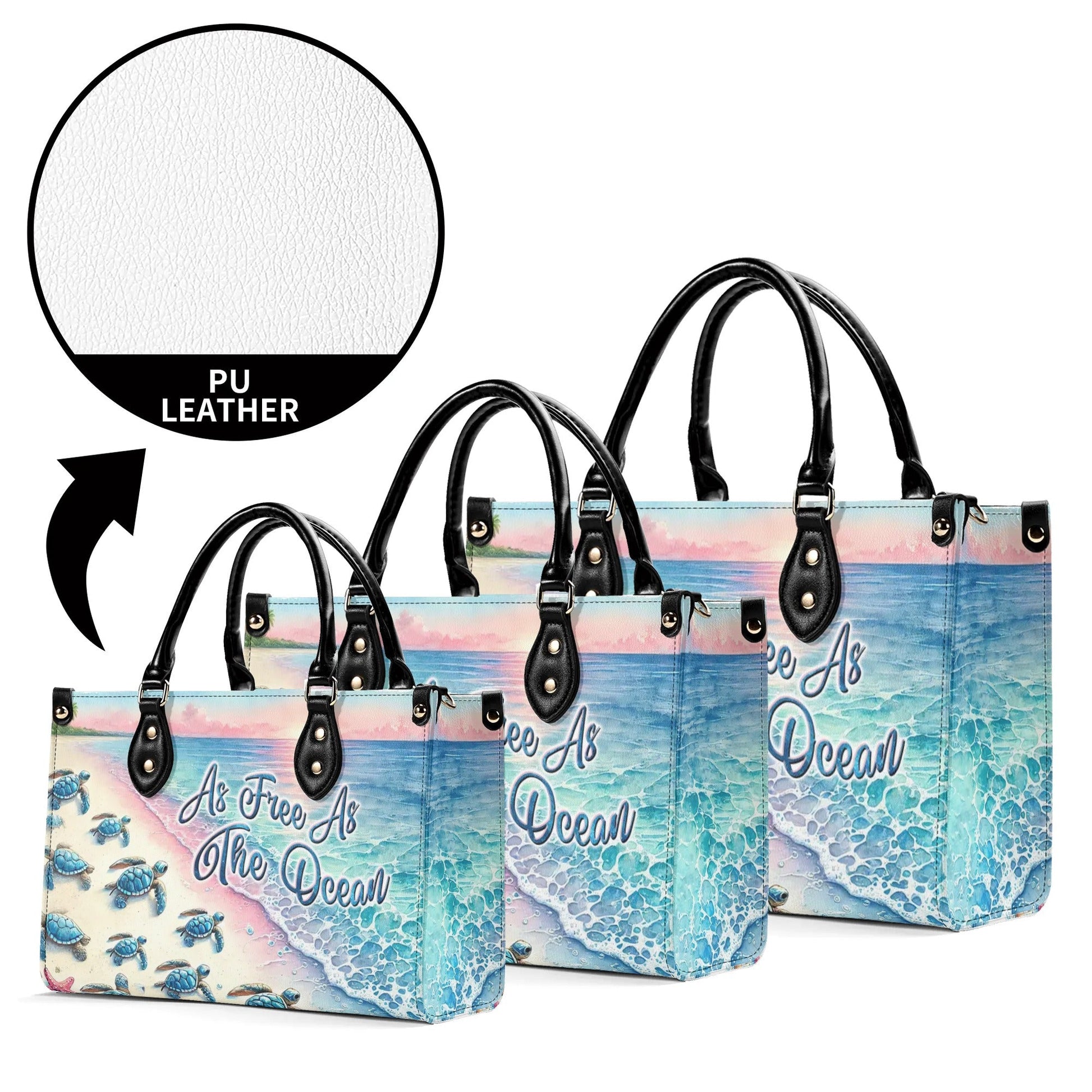 Bigcrowns AS FREE AS THE OCEAN TURTLE LEATHER HANDBAG W2908243
