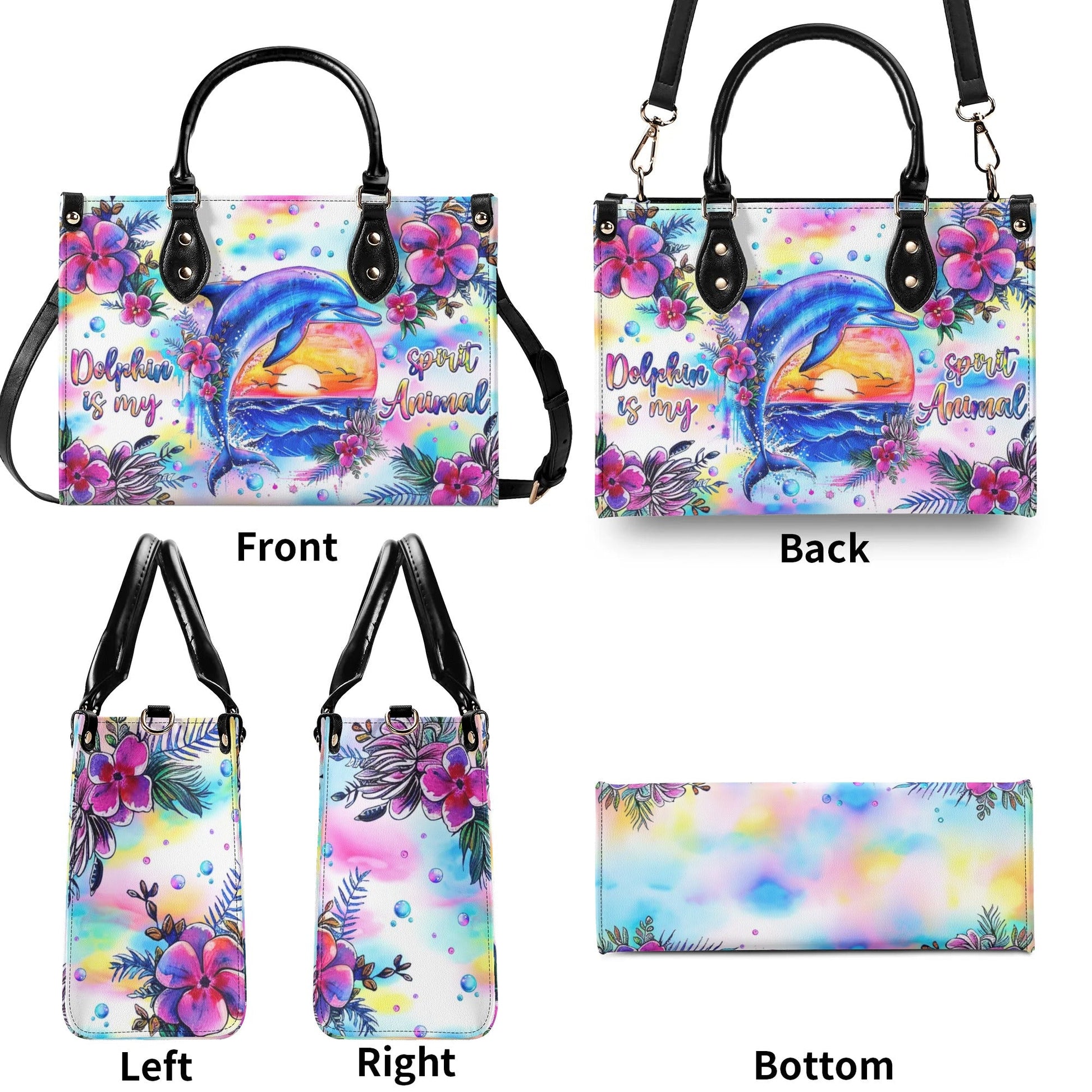 Bigcrowns DOLPHIN IS MY SPIRIT ANIMAL LEATHER HANDBAG Z2106244