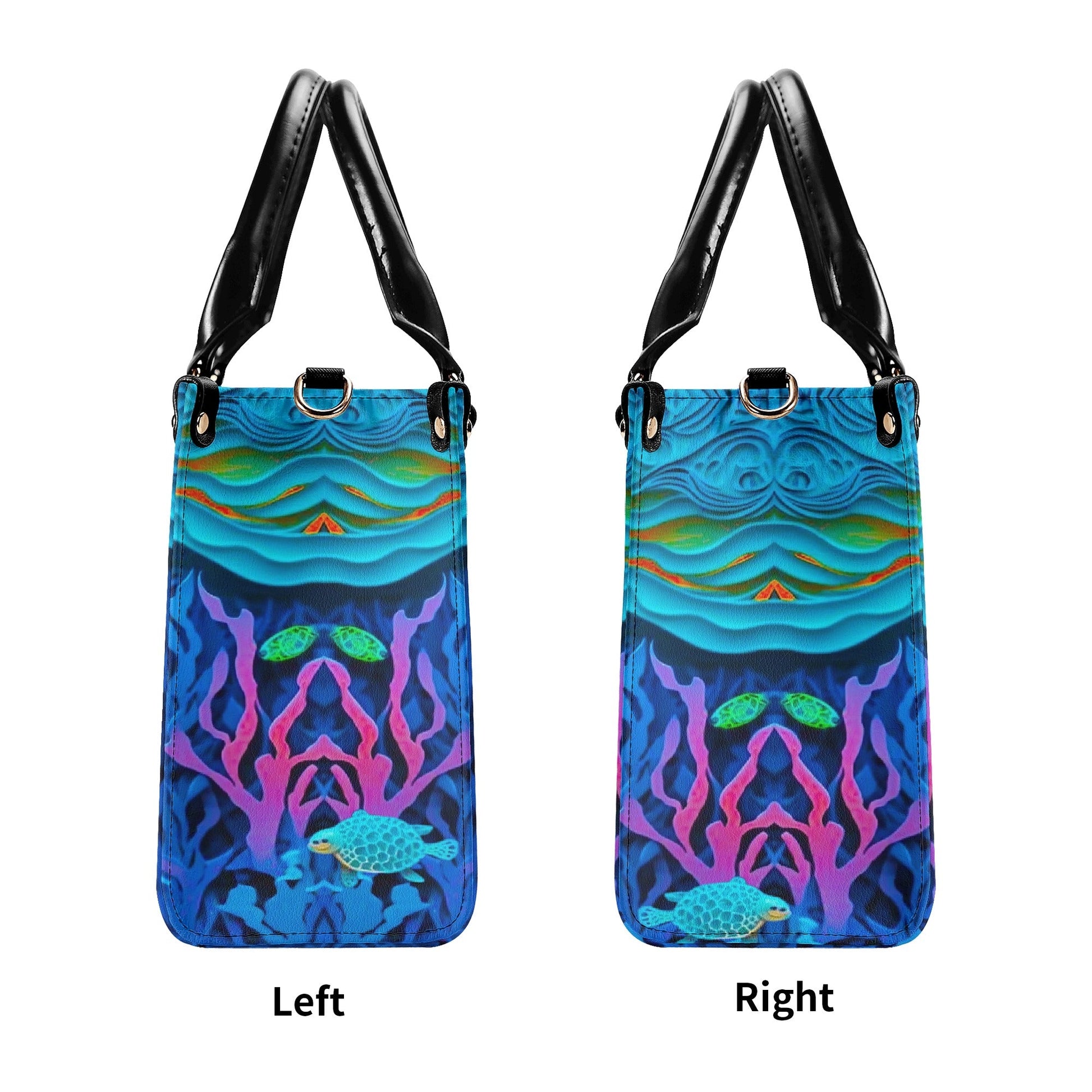 Bigcrowns BLUE TURTLE BEACH LEATHER HANDBAG T0303253
