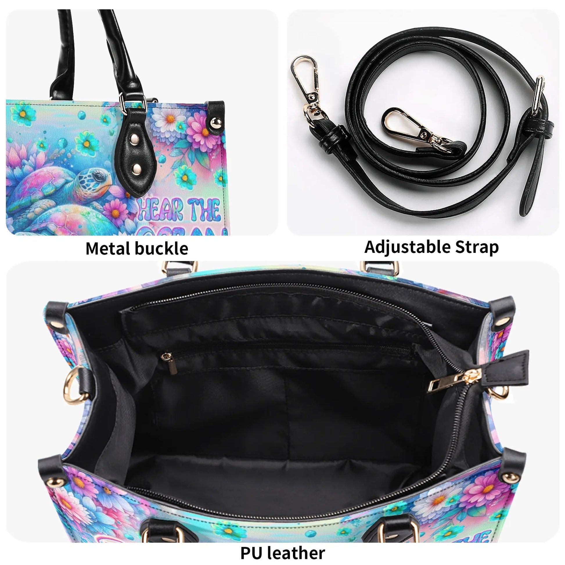 Bigcrowns SMELL THE SEA FEEL THE BREEZE TURTLE LEATHER HANDBAG W2507242