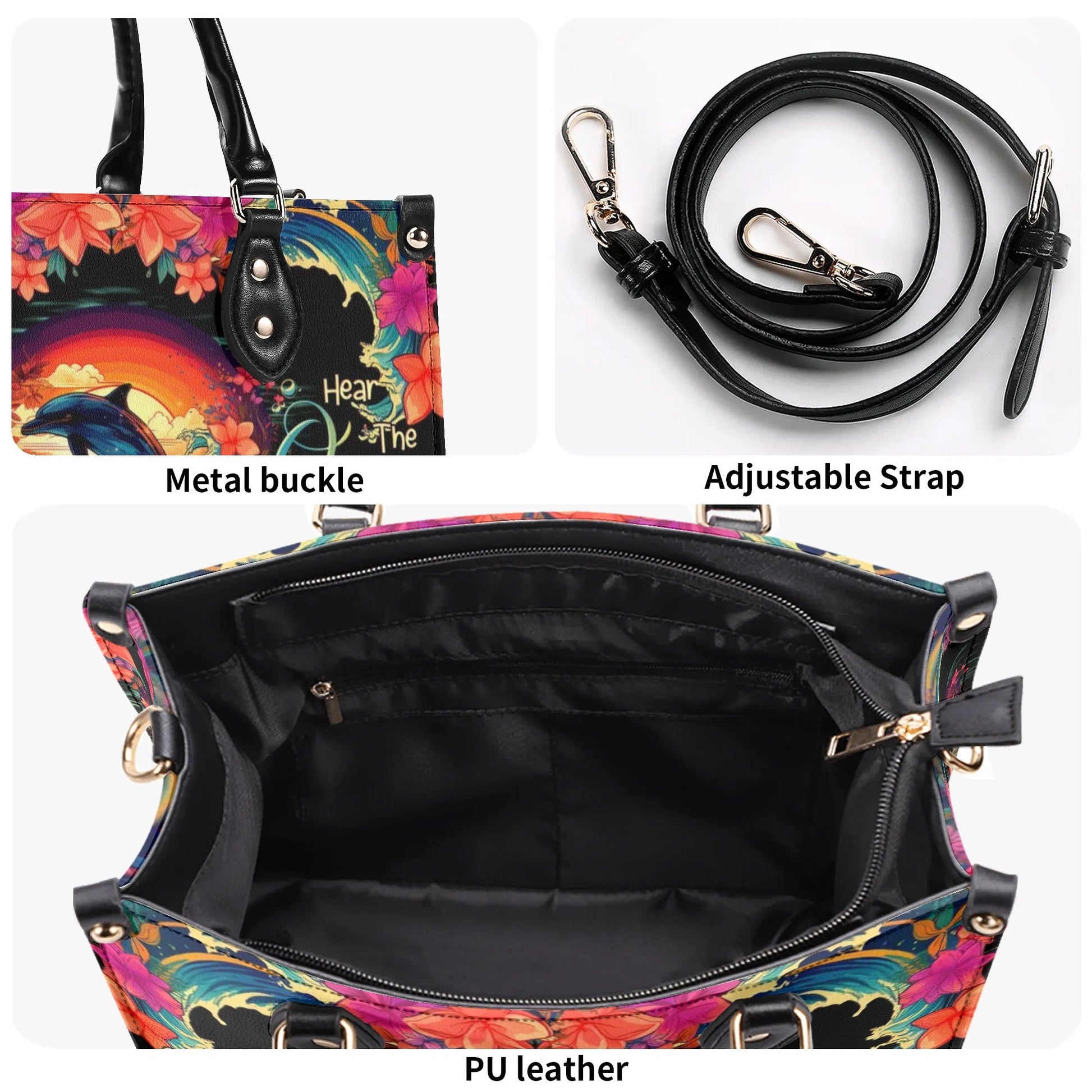 Bigcrowns SMELL THE SEA FEEL THE BREEZE DOLPHIN LEATHER HANDBAG R0107244