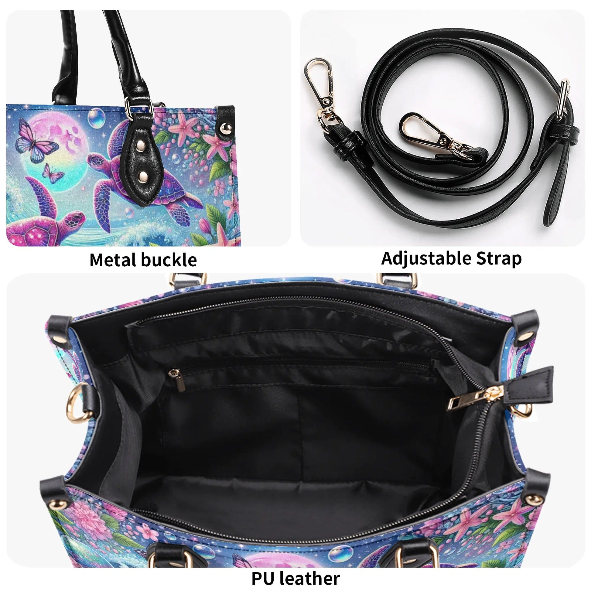 Bigcrowns SEA TURTLE UNDER MOON LEATHER HANDBAG W1807243