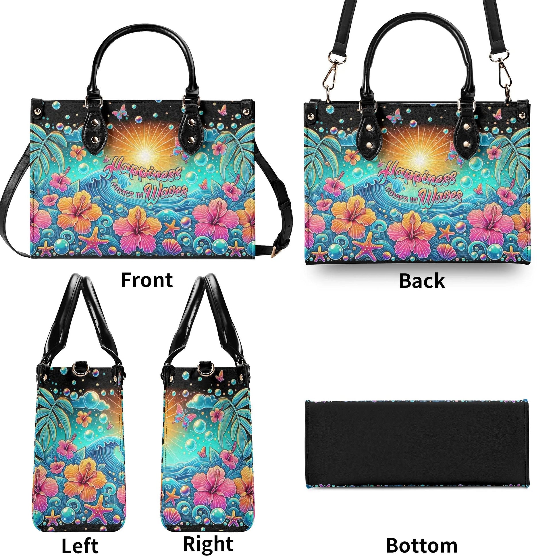 Bigcrowns HAPPINESS COMES IN WAVES LEATHER HANDBAG TLPQ0608244