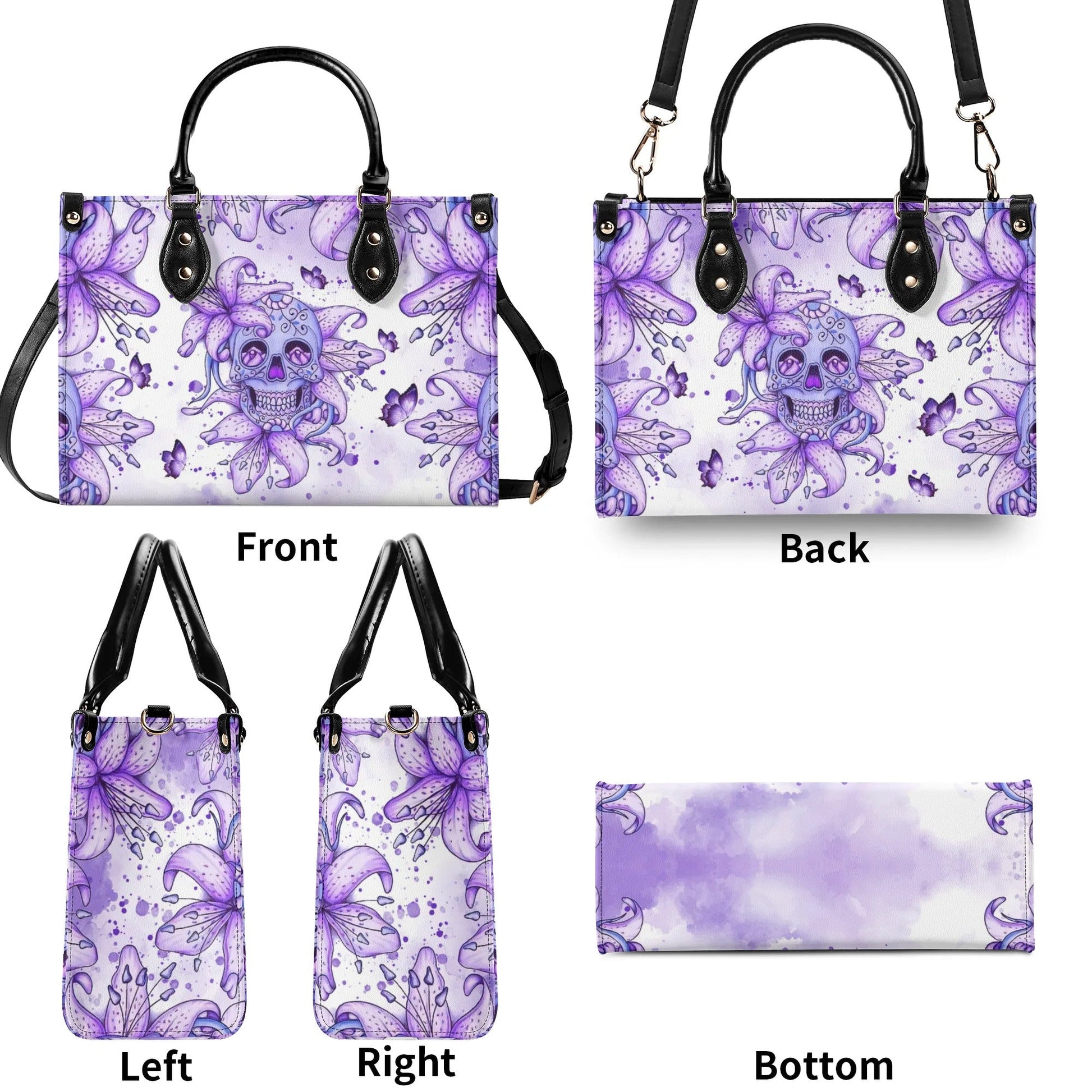 SKULL LILY PURPLE LEATHER HANDBAG - TLNT1907244