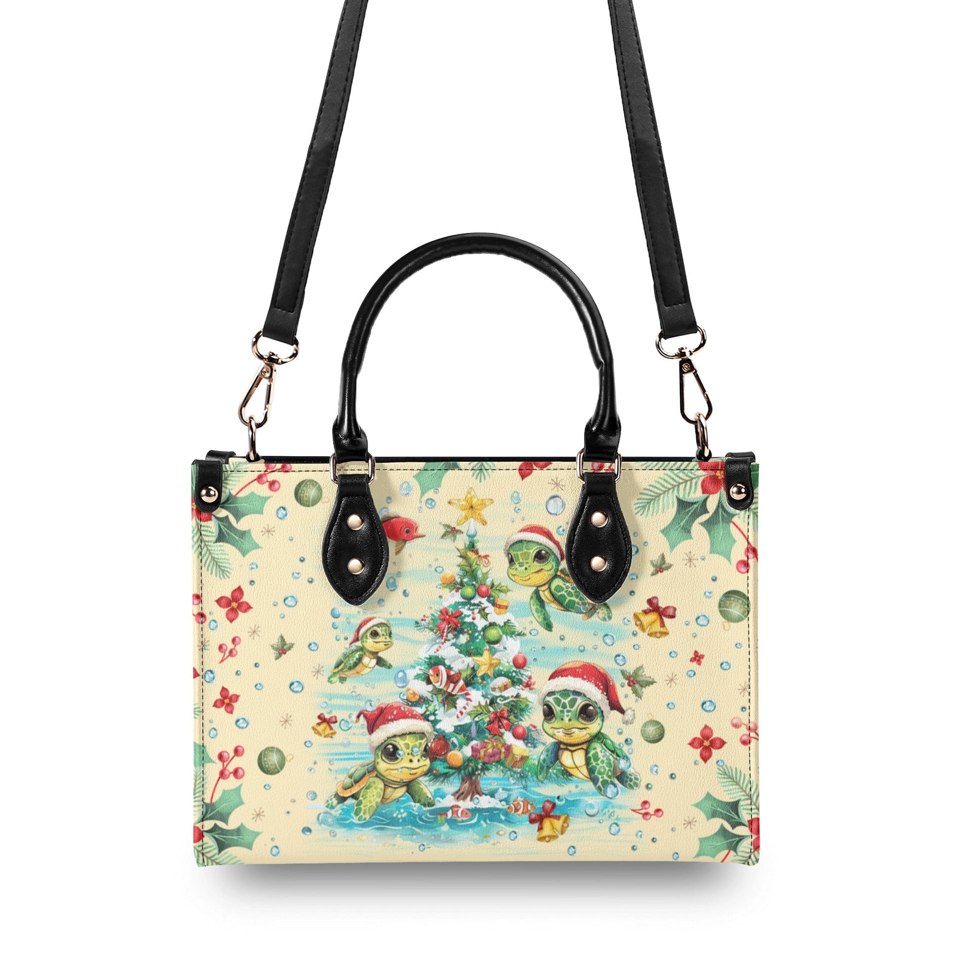 Bigcrowns MERRY CHRISTMAS TURTLE LEATHER HANDBAG N2810244