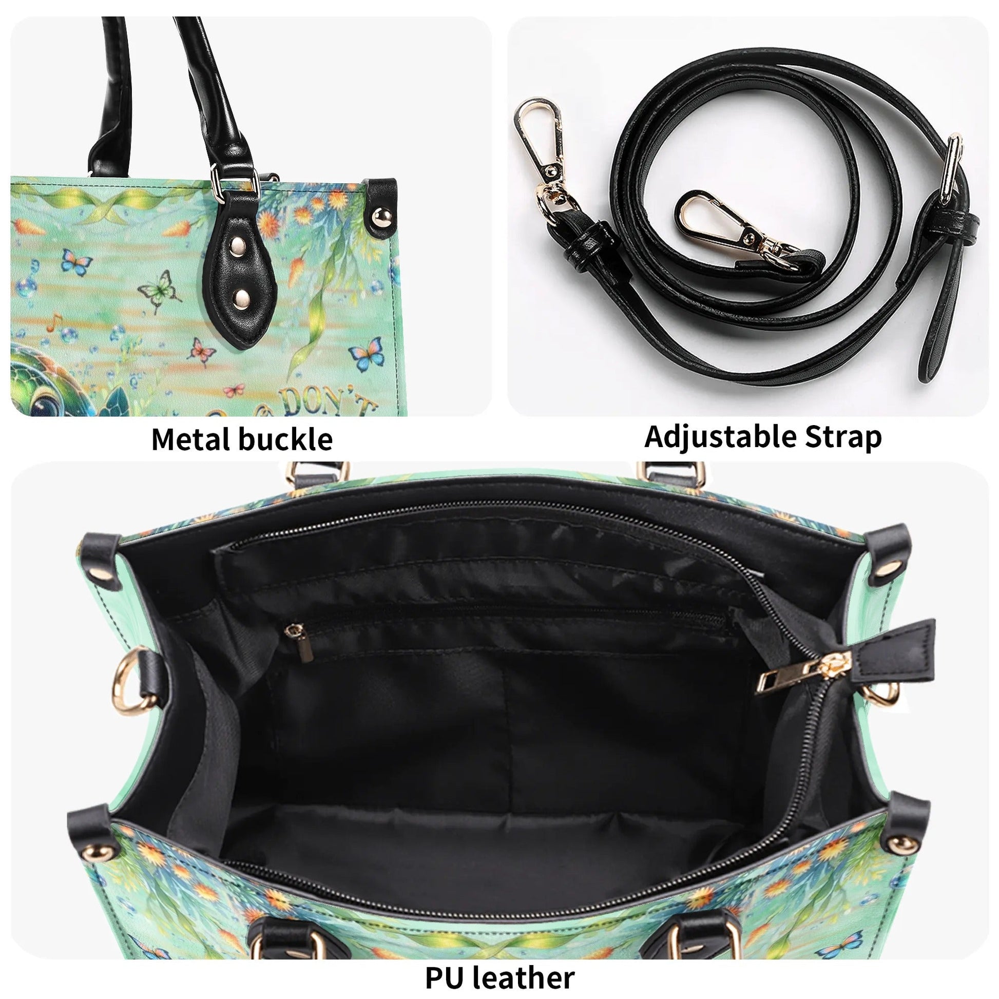 Bigcrowns DON'T WORRY BEACH HAPPY TURTLE LEATHER HANDBAG G2308241