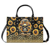 MOM LIFE MESSY BUN SUNFLOWER LEOPARD LEATHER HANDBAG - TLTW0706241