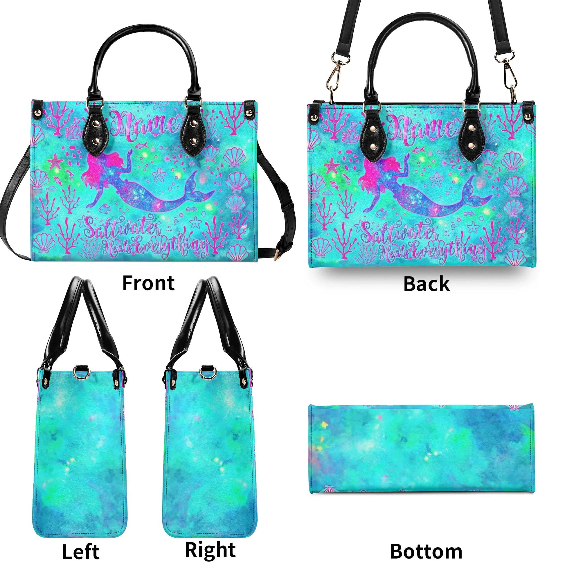 Bigcrowns SALTWATER HEALS EVERYTHING MERMAID LEATHER HANDBAG TYTM2307242