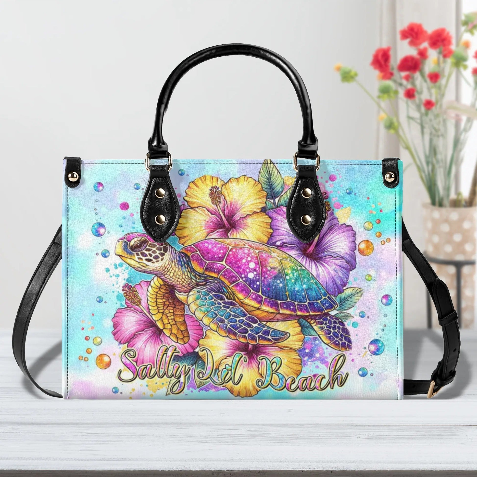 Bigcrowns SALTY LIL' BEACH TURTLE LEATHER HANDBAG W1006243