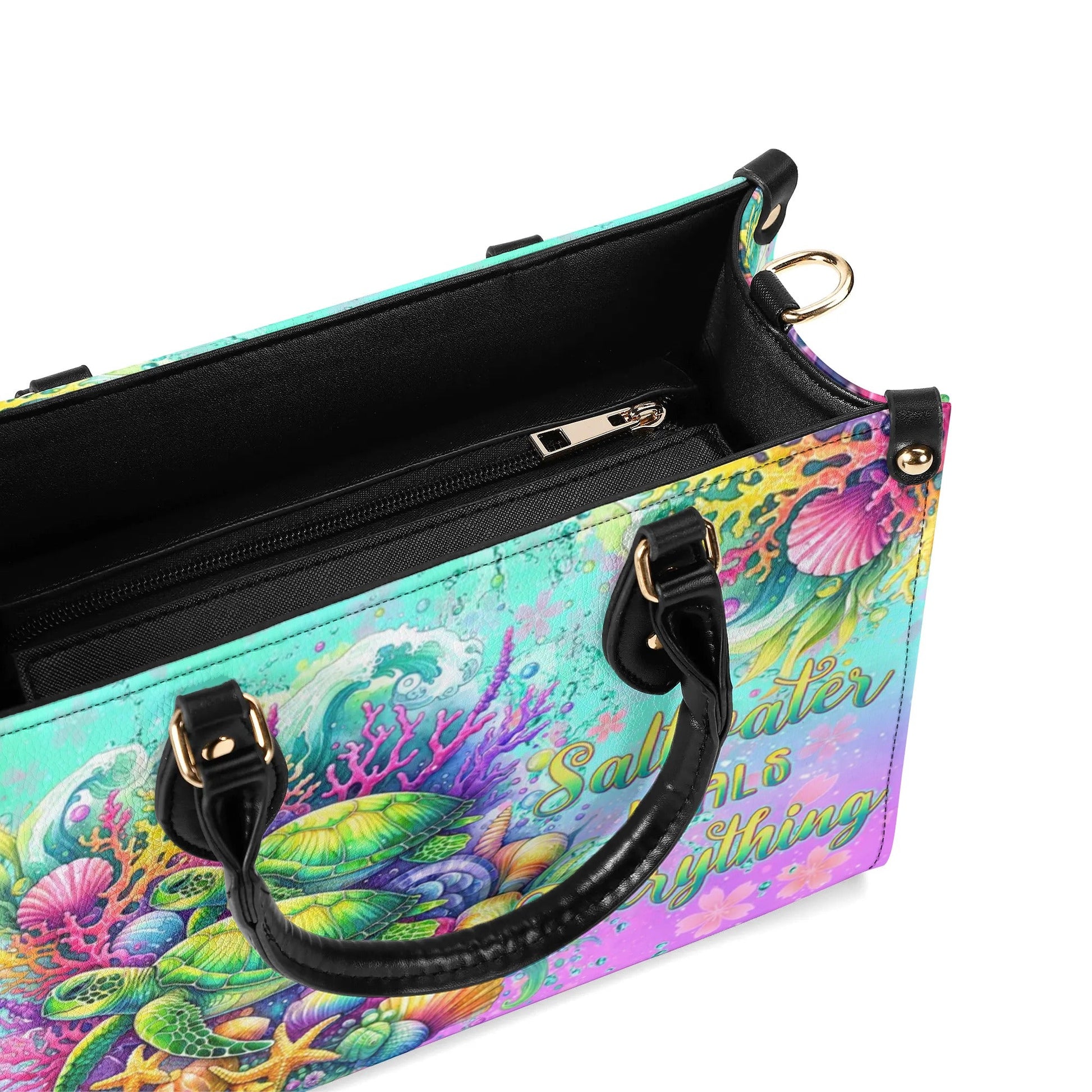 Bigcrowns SALTWATER HEALS EVERYTHING TURTLE LEATHER HANDBAG W3105243