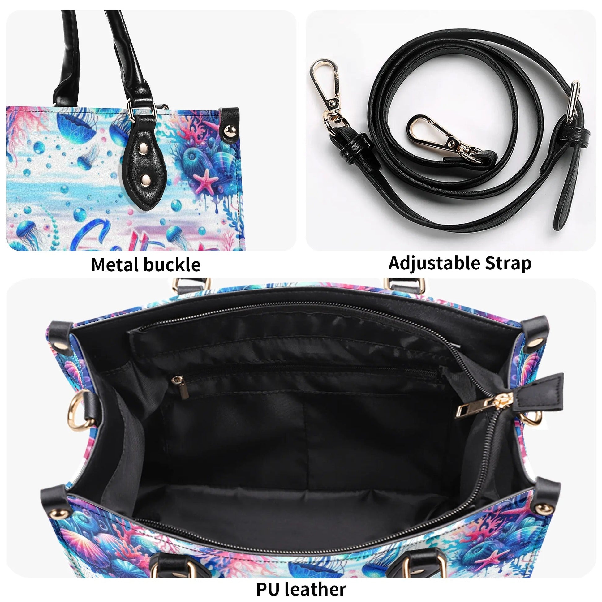 Bigcrowns SALTWATER HEALS EVERYTHING UNDERSEA LEATHER HANDBAG T1906245