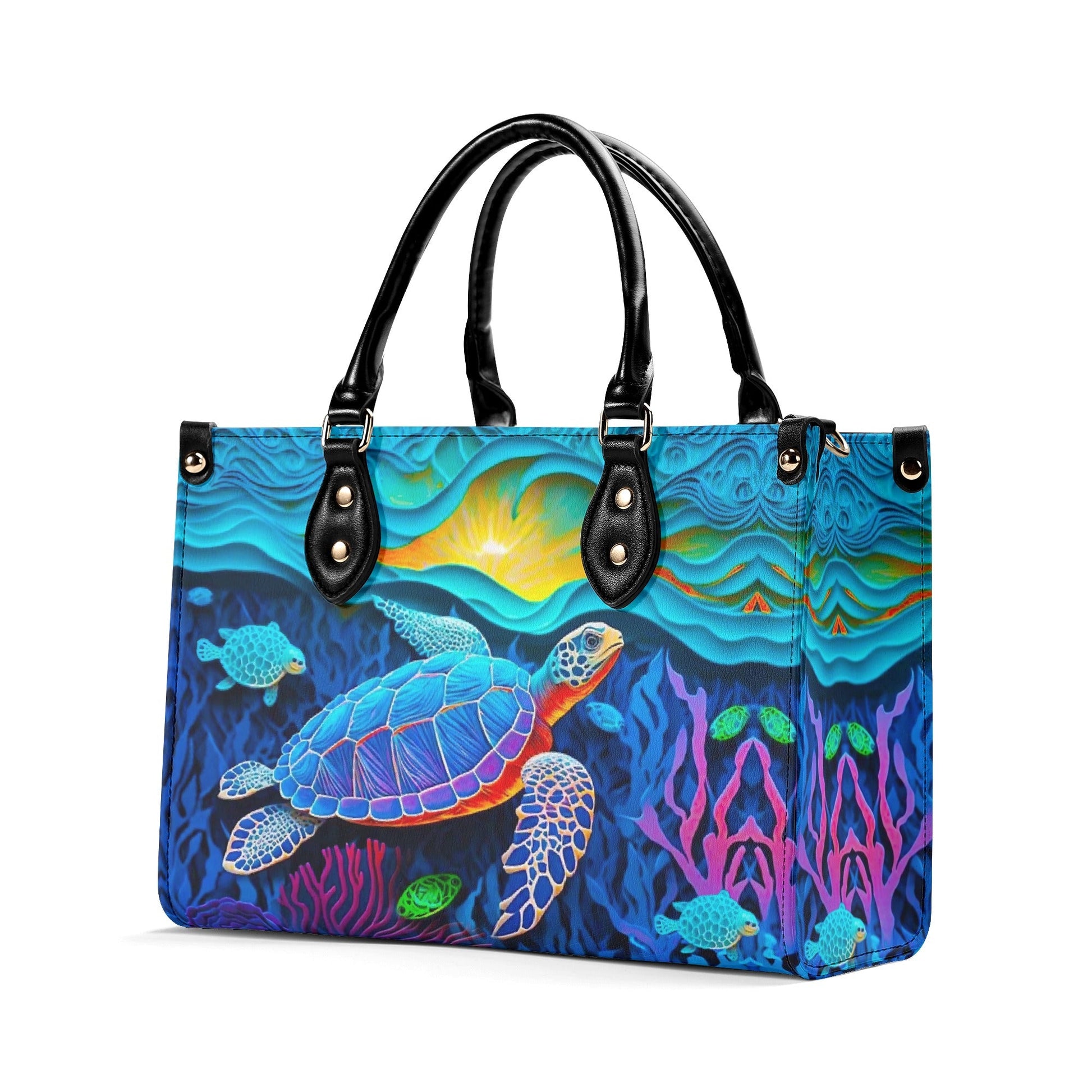 Bigcrowns BLUE TURTLE BEACH LEATHER HANDBAG T0303253
