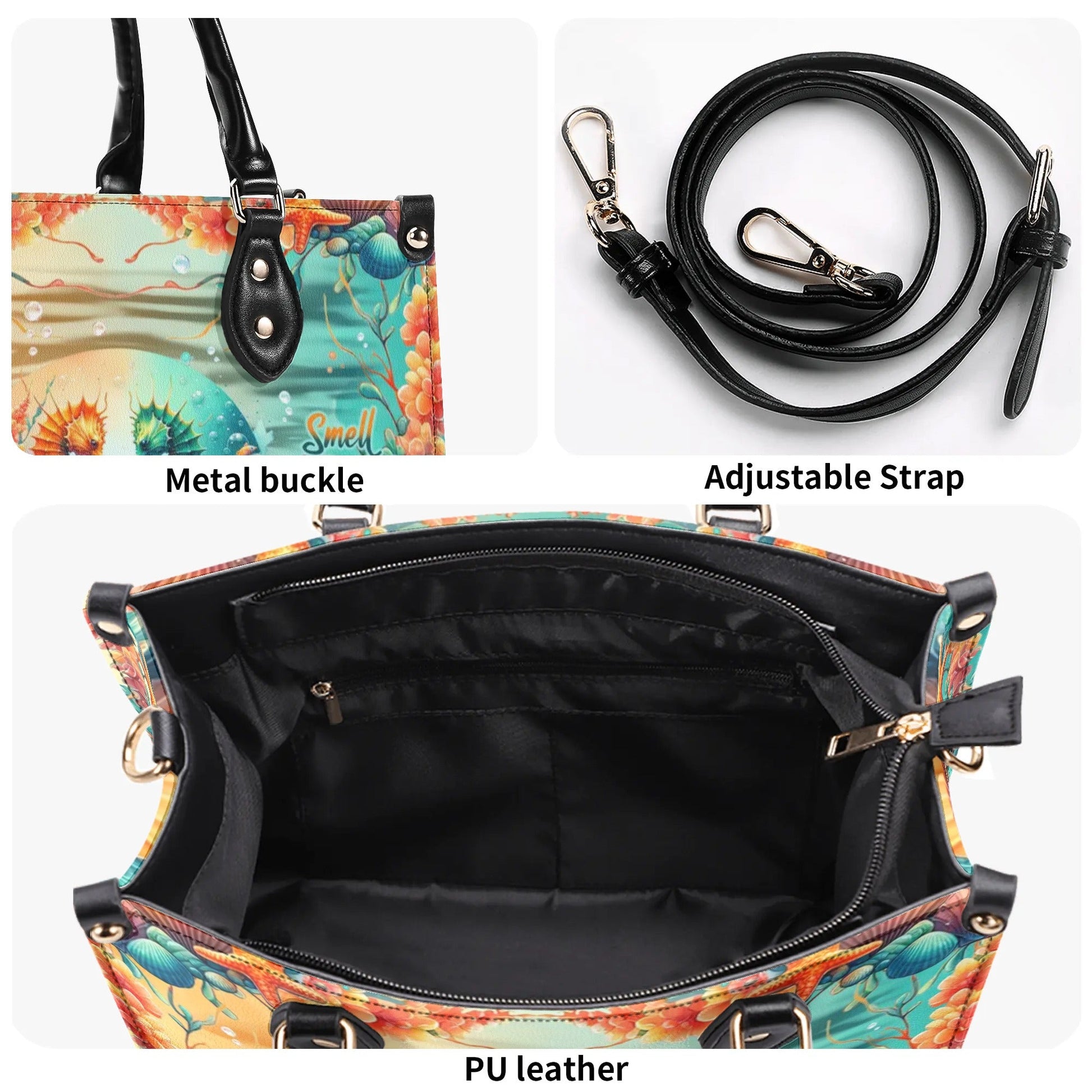 Bigcrowns SMELL THE SEA FEEL THE BREEZE SEAHORSE LEATHER HANDBAG T2407244