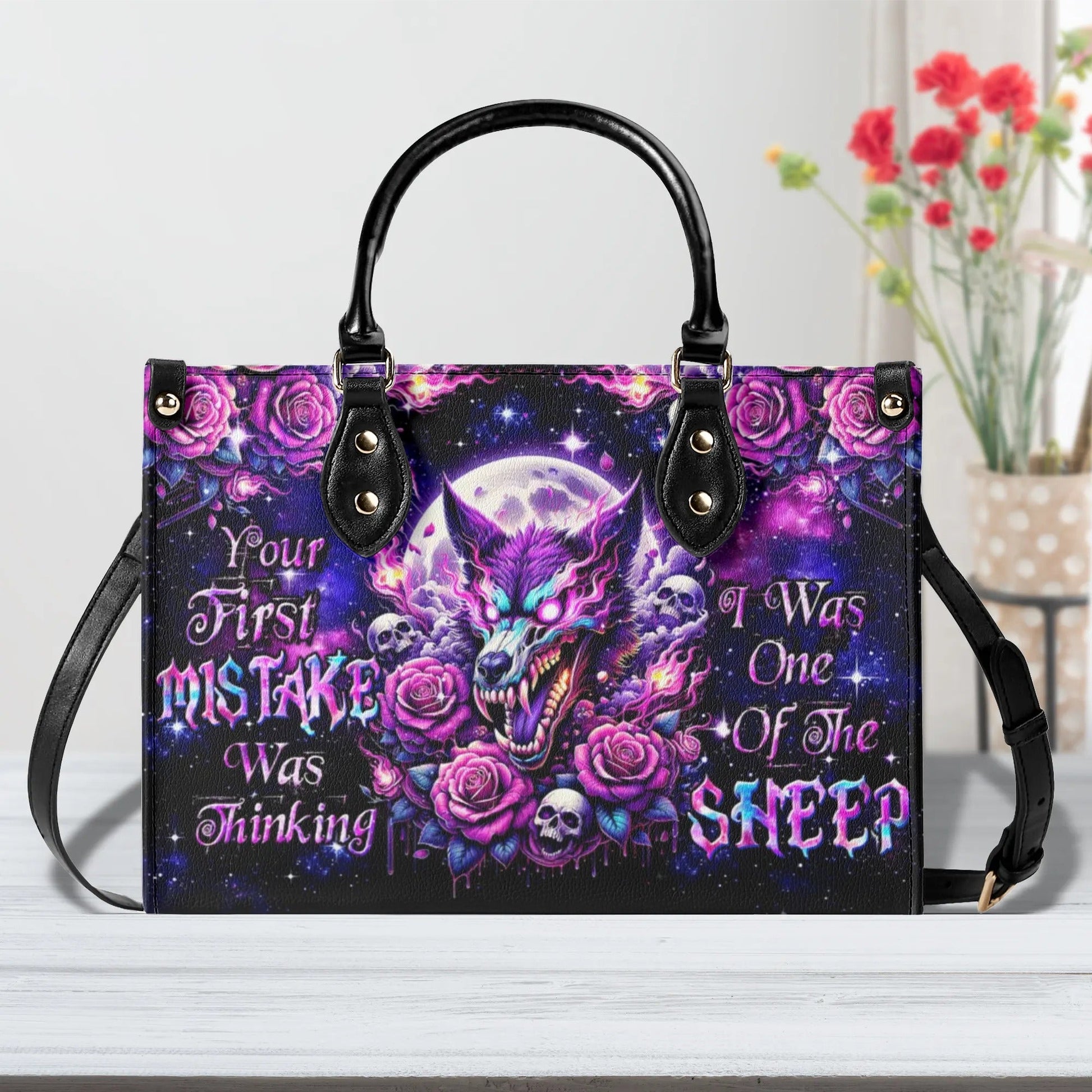 YOUR FIRST MISTAKE SKULL WOLF LEATHER HANDBAG - TLTW1706241