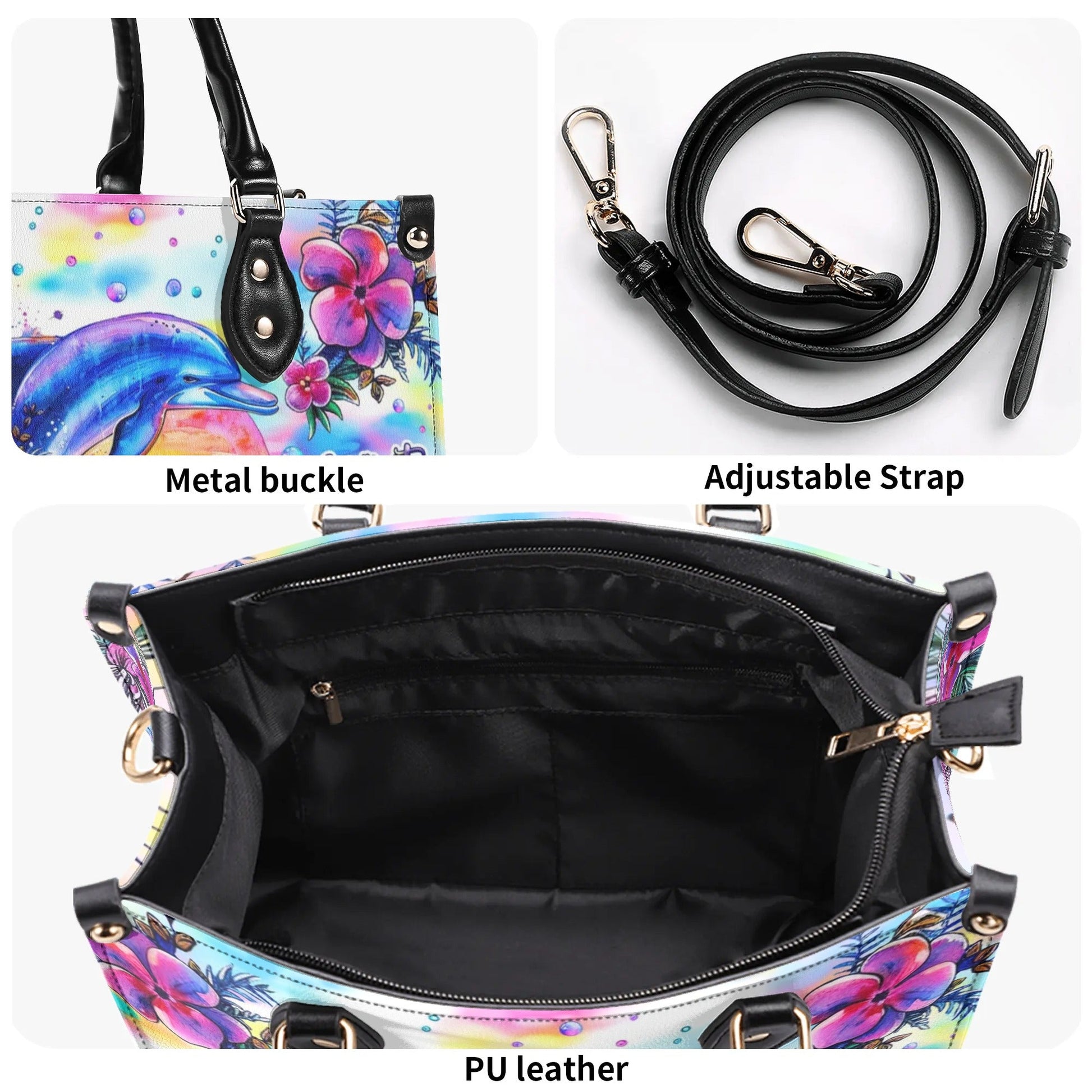 Bigcrowns DOLPHIN IS MY SPIRIT ANIMAL LEATHER HANDBAG Z2106244