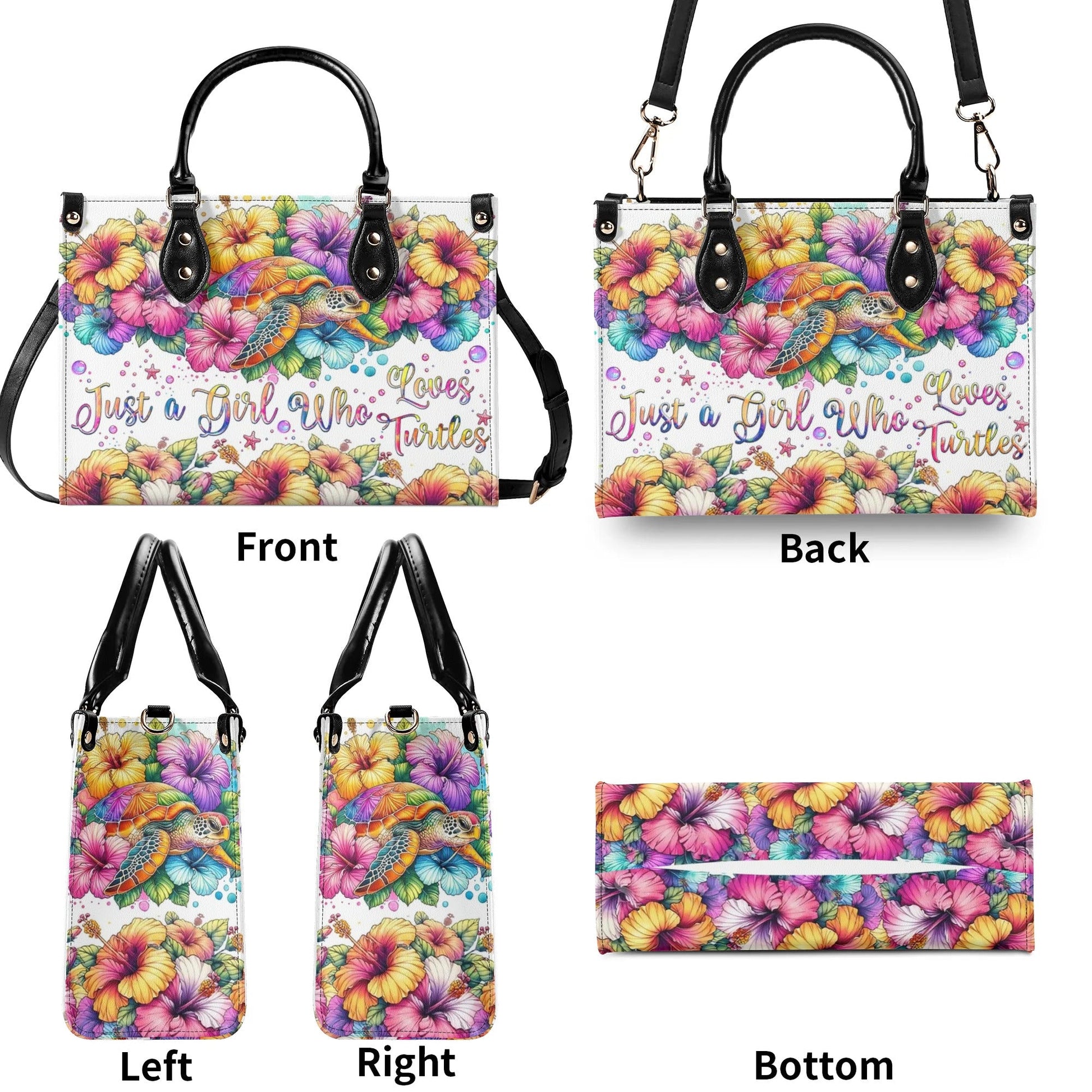Bigcrowns JUST A GIRL WHO LOVES TURTLES LEATHER HANDBAG Z1207244