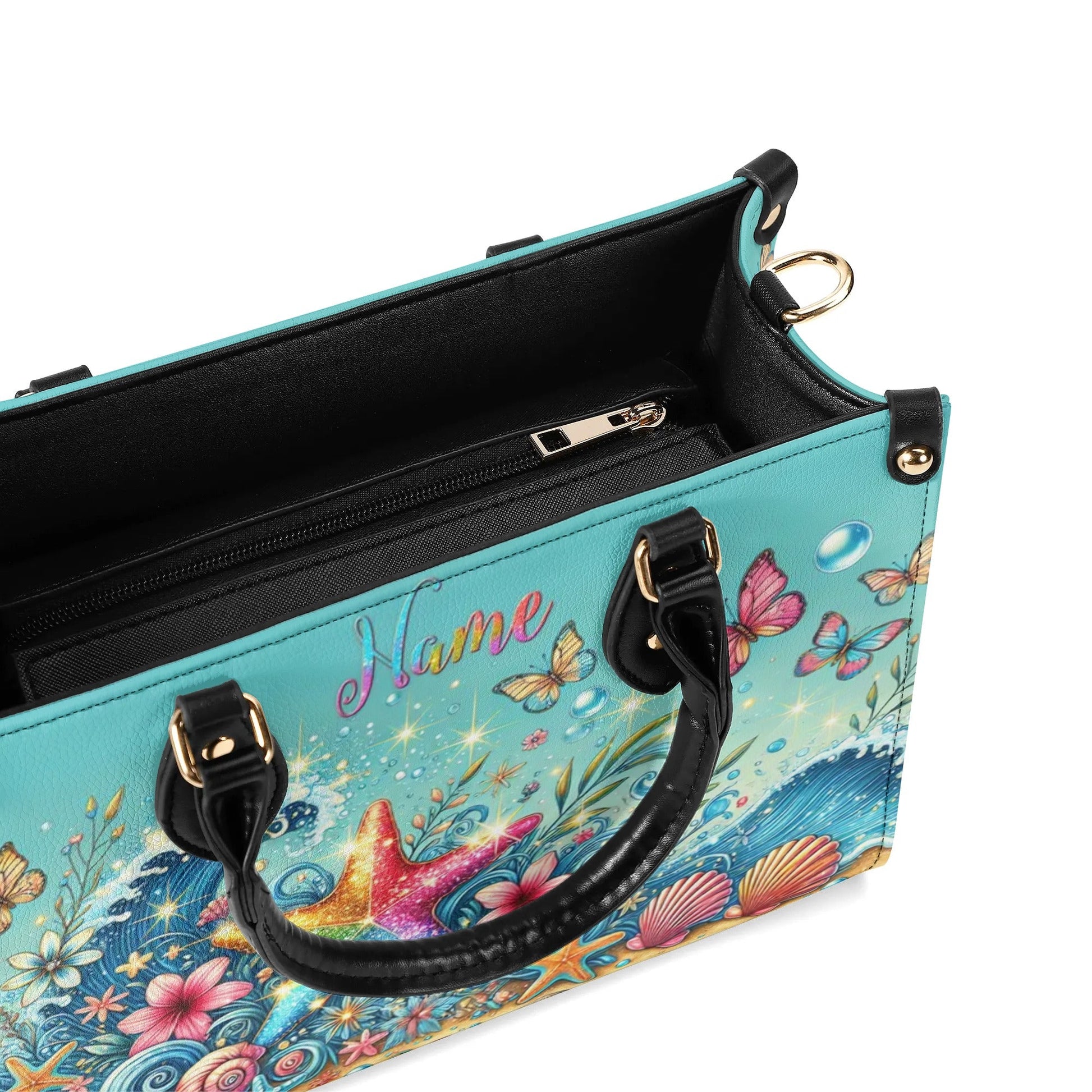 Bigcrowns STARFISH FLORAL WAVES LEATHER HANDBAG T0307244