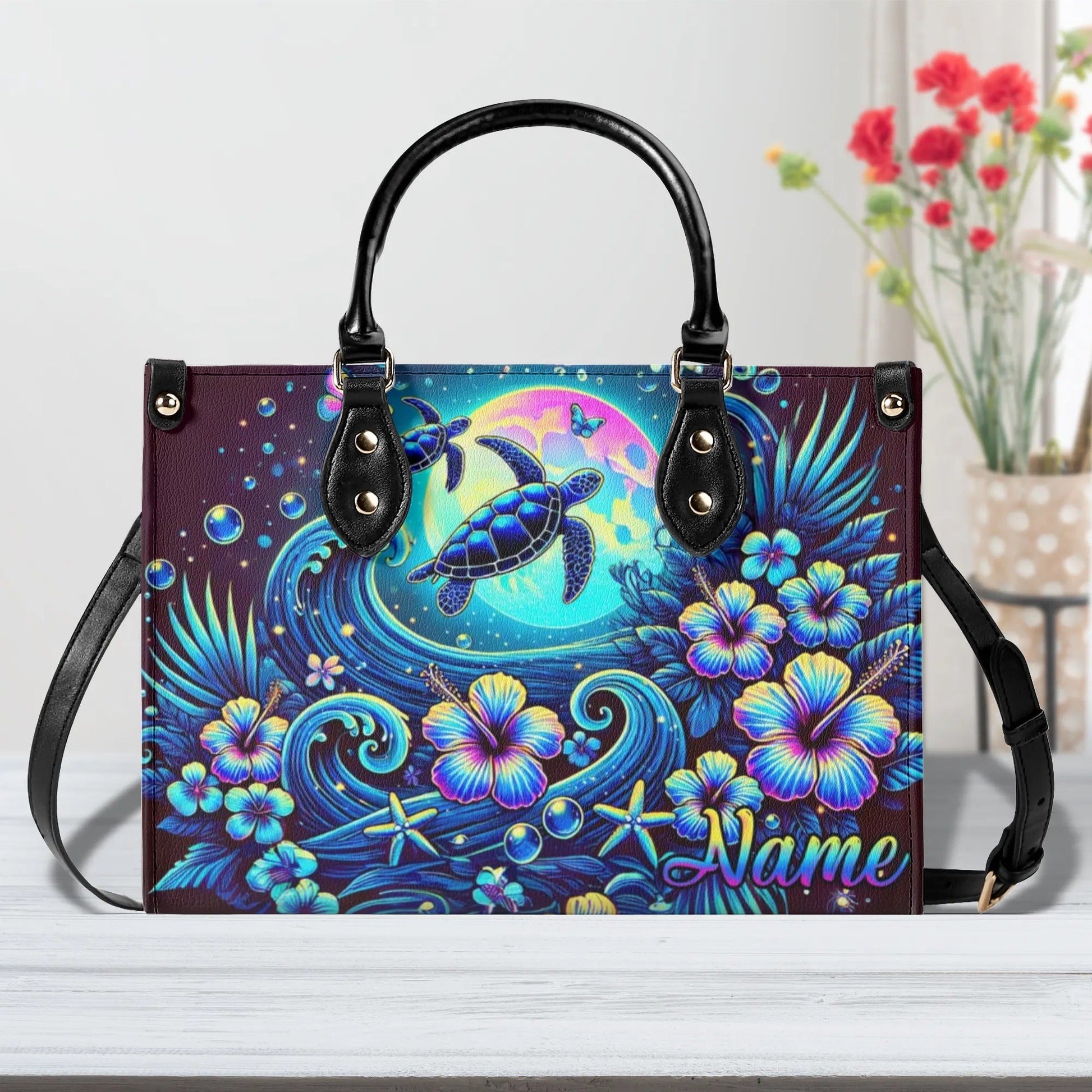 Bigcrowns TURTLE UNDER MOON LEATHER HANDBAG Z0908244