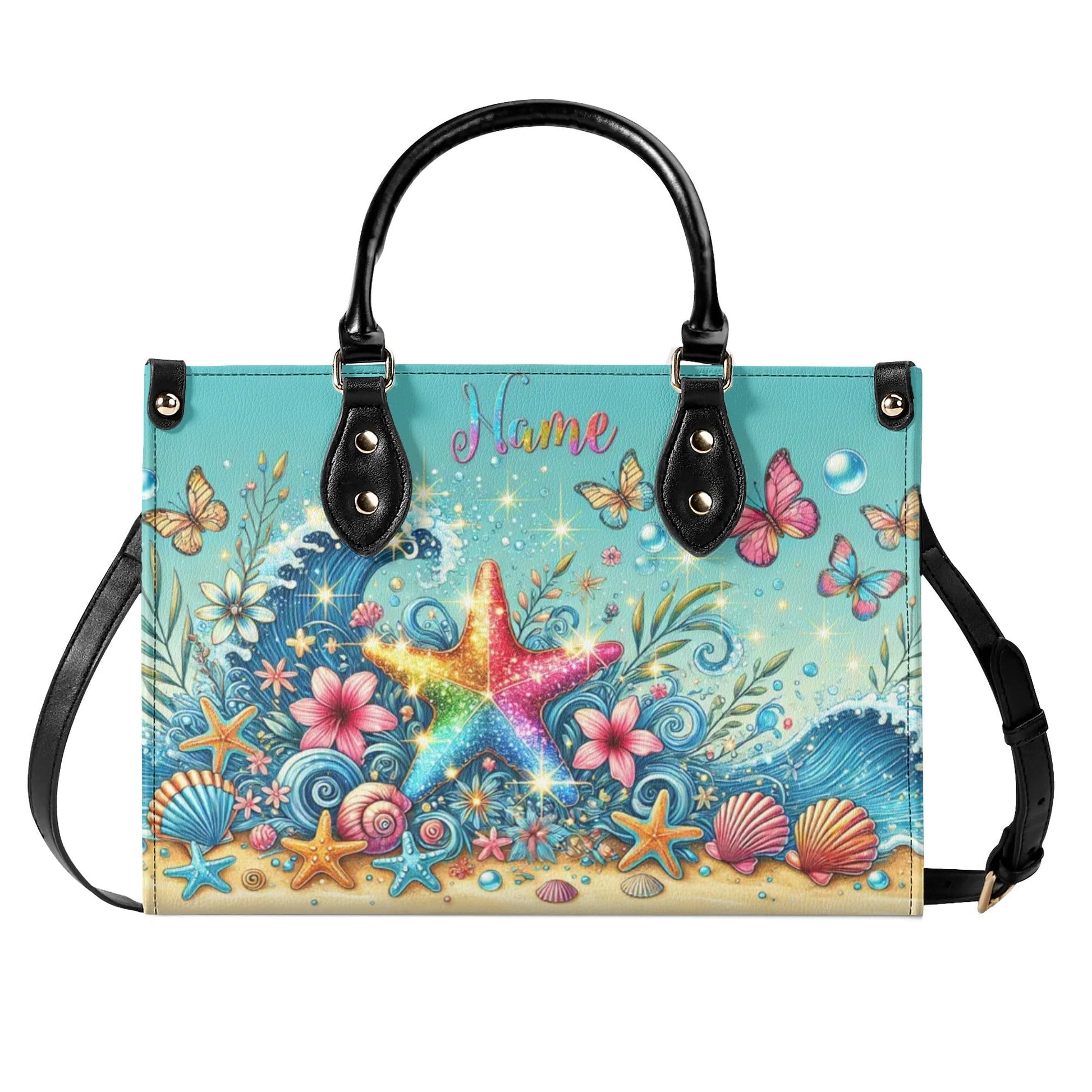 Bigcrowns STARFISH FLORAL WAVES LEATHER HANDBAG T0307244