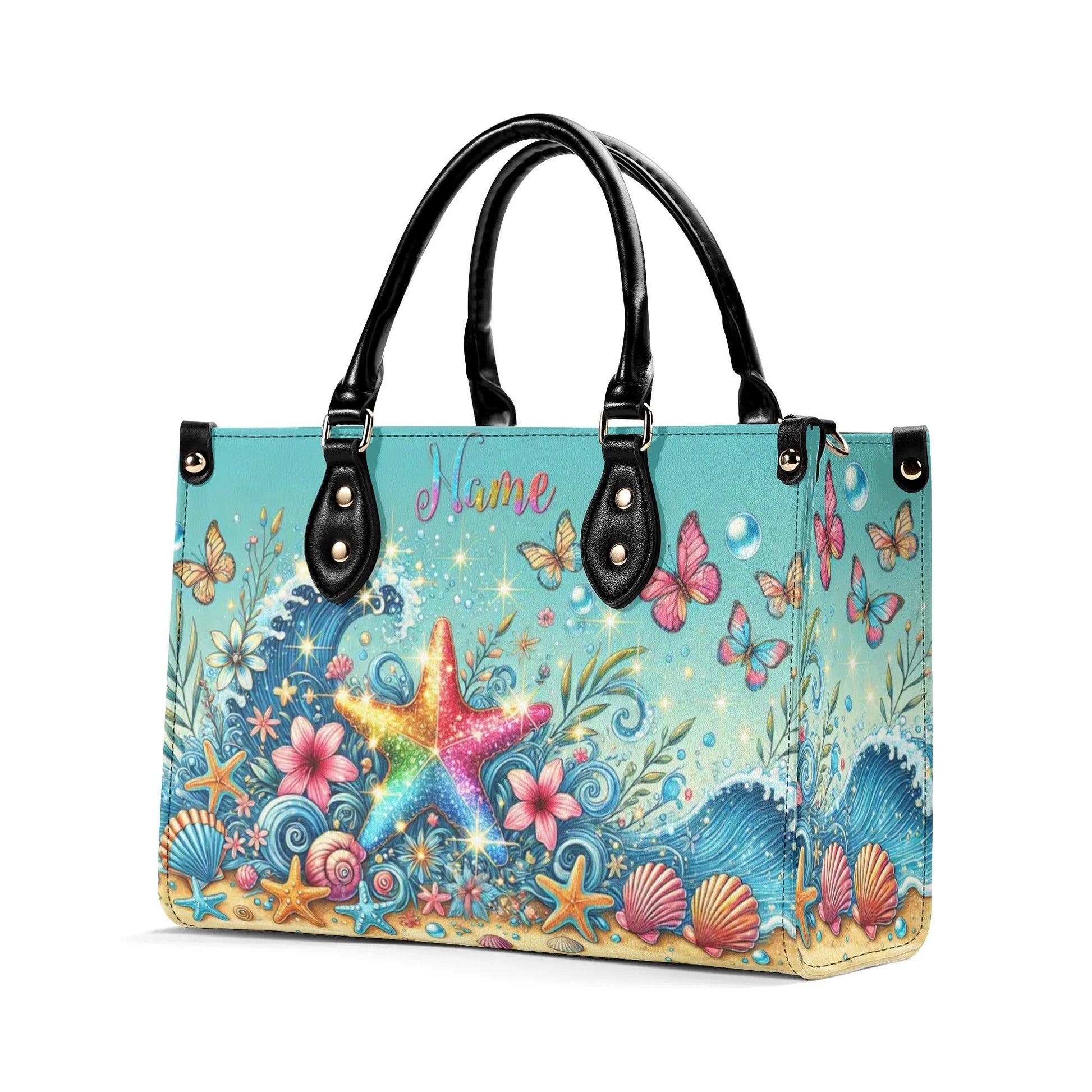 Bigcrowns STARFISH FLORAL WAVES LEATHER HANDBAG T0307244