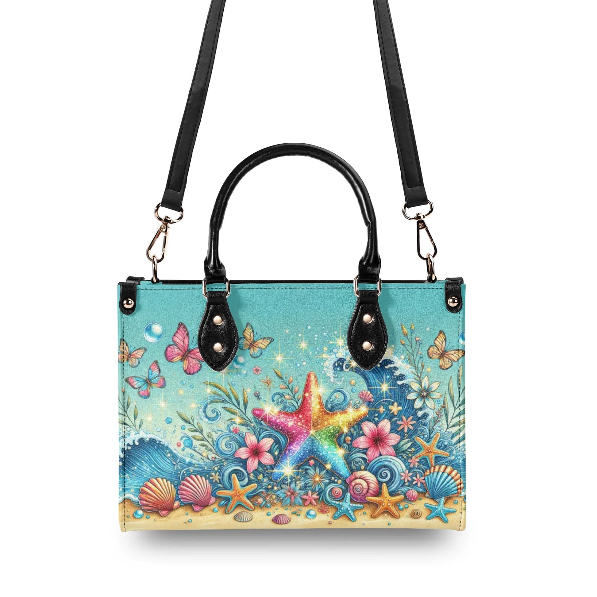 Bigcrowns STARFISH FLORAL WAVES LEATHER HANDBAG T0307244