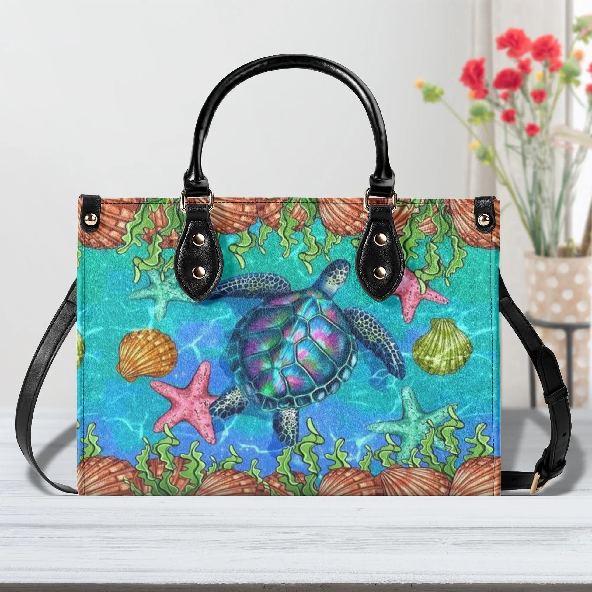 Bigcrowns TURTLE BEACH LEATHER HANDBAG YHKD0706241