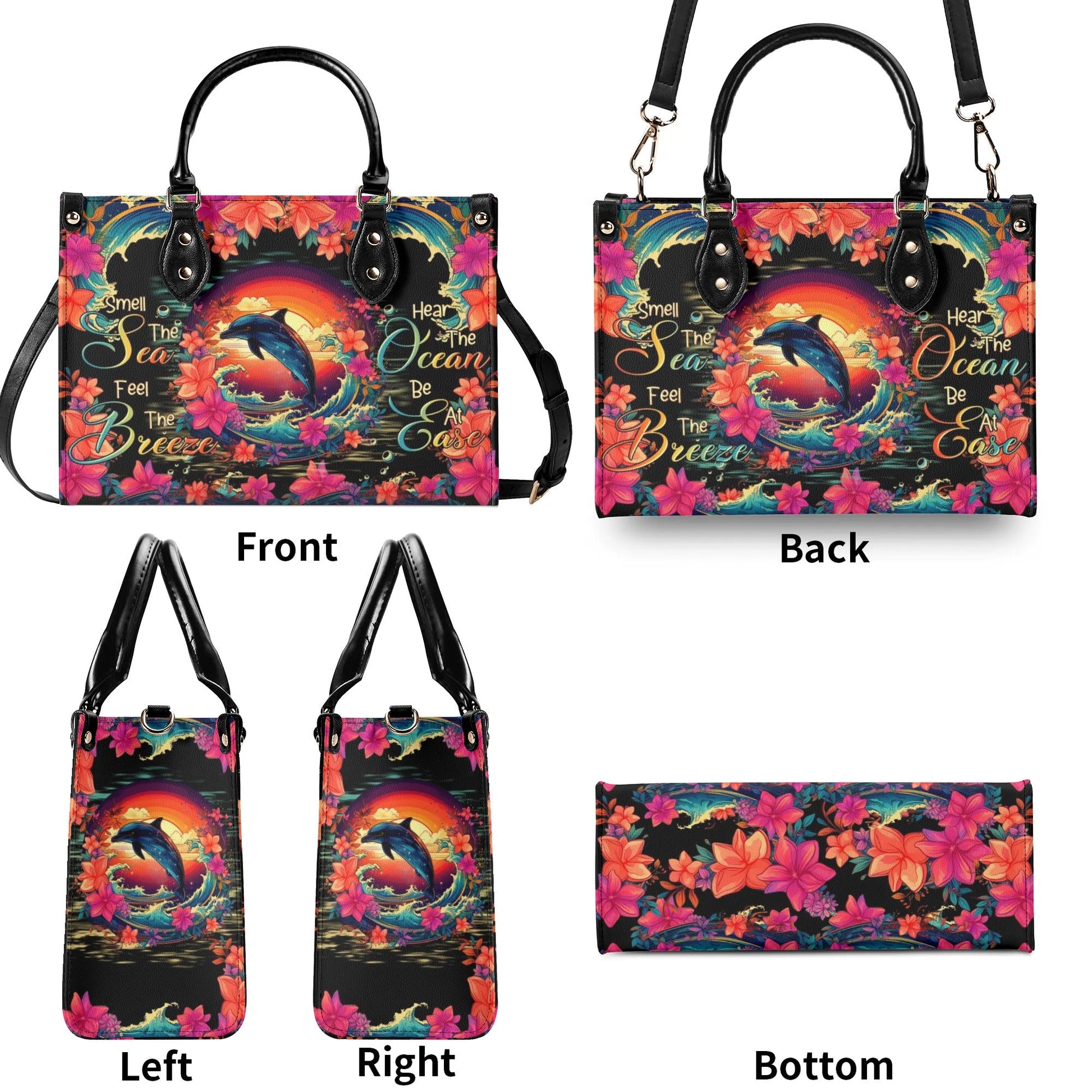 Bigcrowns SMELL THE SEA FEEL THE BREEZE DOLPHIN LEATHER HANDBAG R0107244