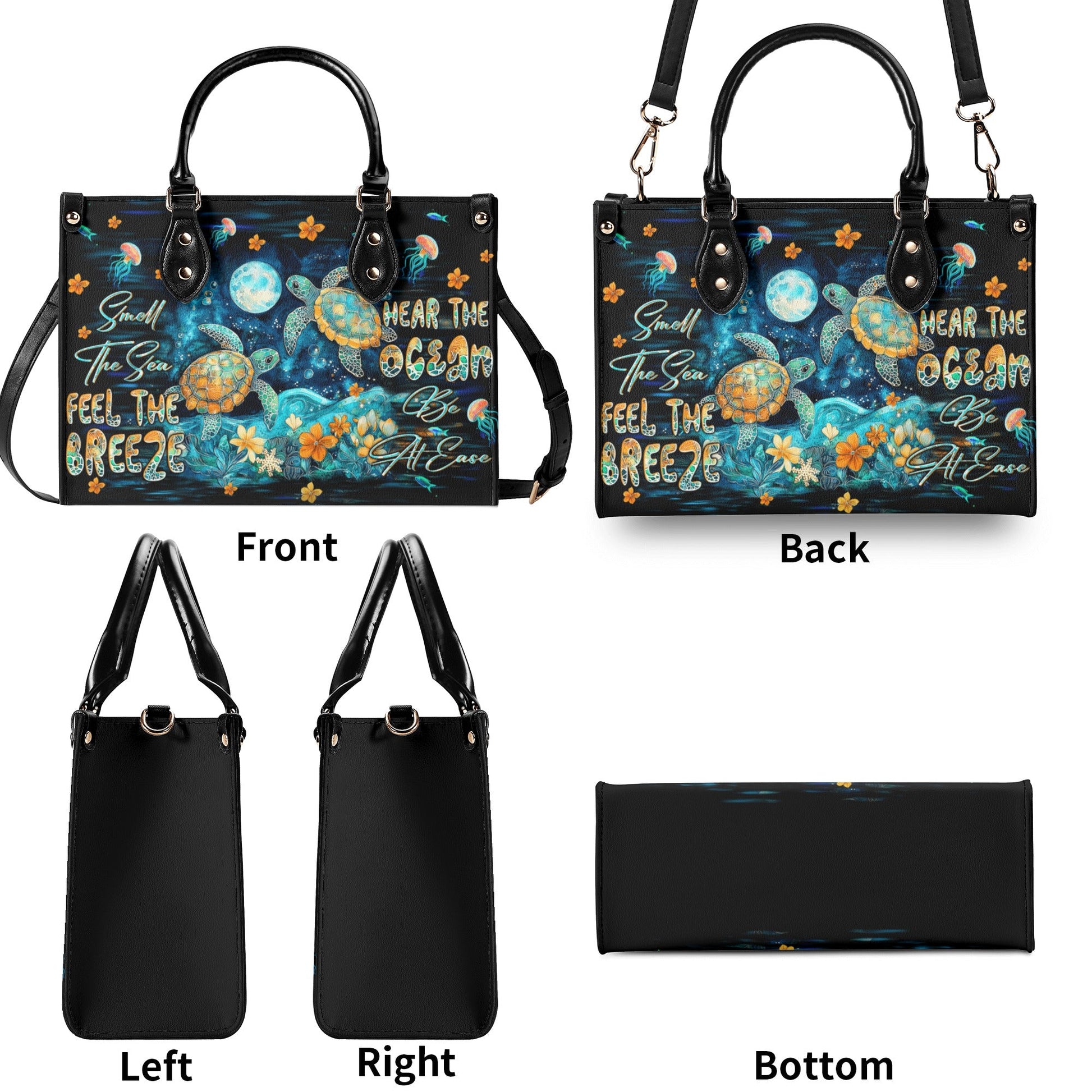 Bigcrowns SMELL THE SEA FEEL THE BREEZE TURTLE LEATHER HANDBAG W1610244