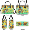 Bigcrowns LIFE IS BETTER WITH TURTLE SUNFLOWER LEATHER HANDBAG T2108244