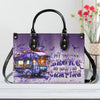 Bigcrowns MY BROOM BROKE CAMPING HALLOWEEN LEATHER HANDBAG N1109244
