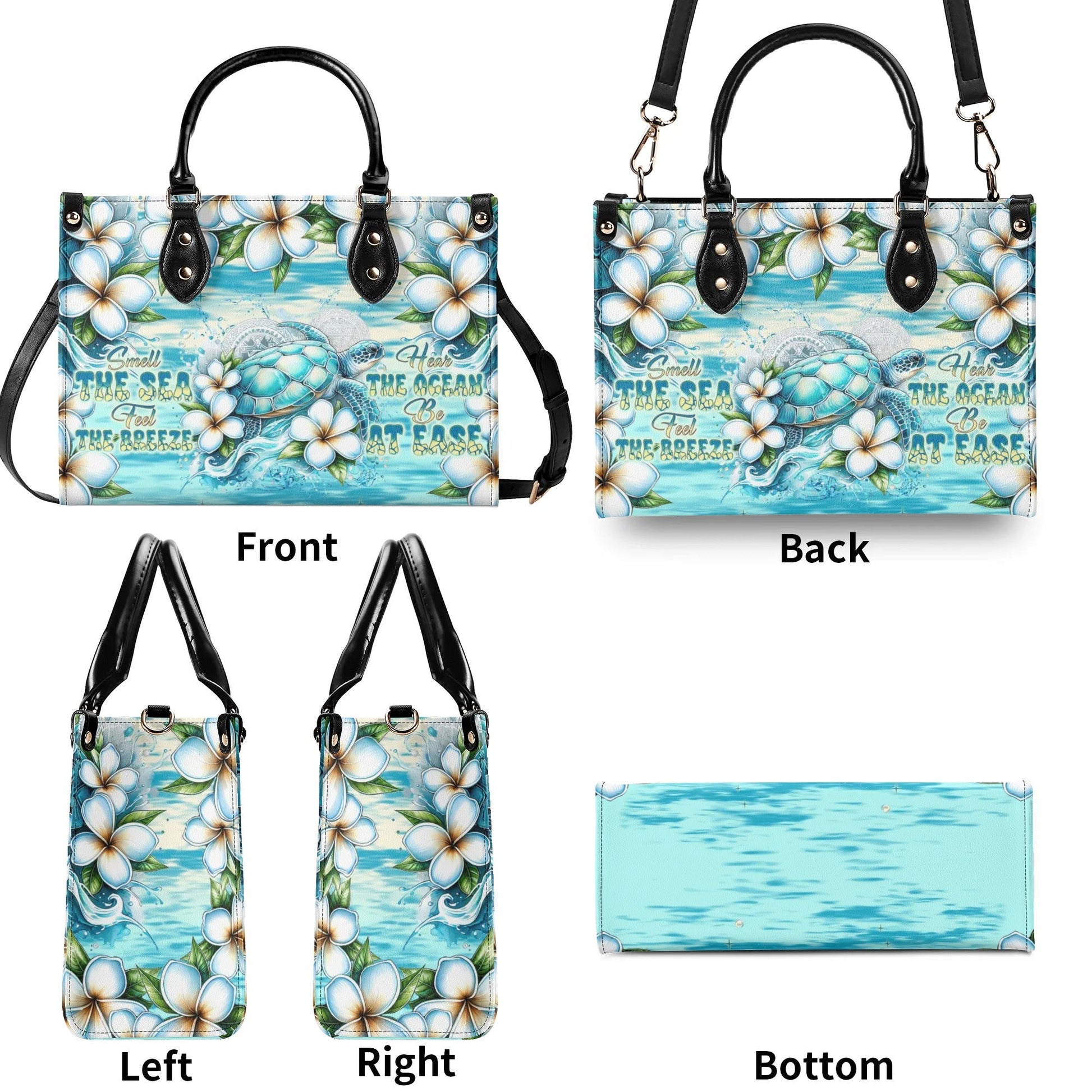 Bigcrowns SMELL THE SEA FEEL THE BREEZE TURTLE LEATHER HANDBAG T1007244