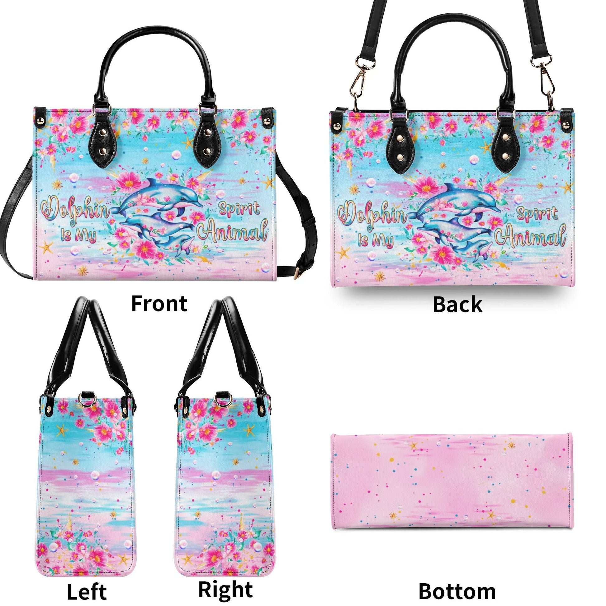Bigcrowns DOLPHIN IS MY SPIRIT ANIMAL LEATHER HANDBAG TLPQ1806242