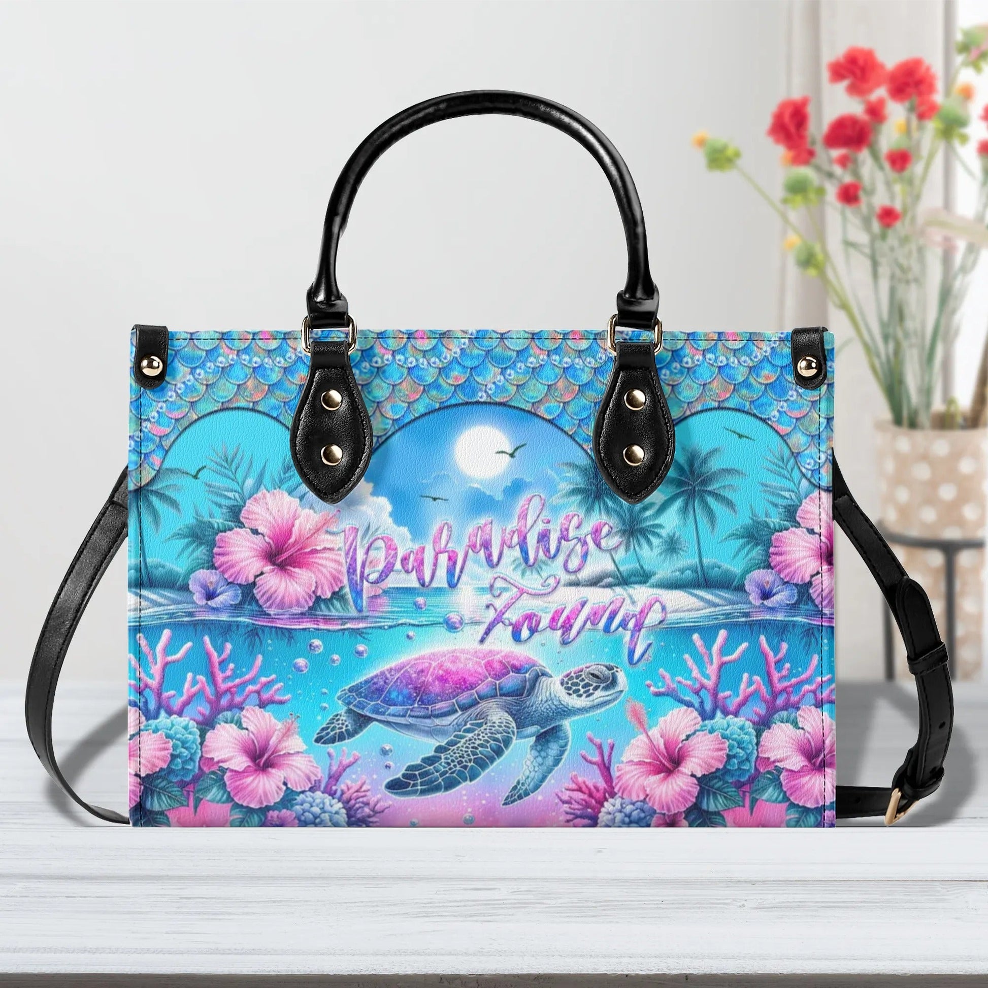 Bigcrowns PARADISE FOUND TURTLE LEATHER HANDBAG T2805244