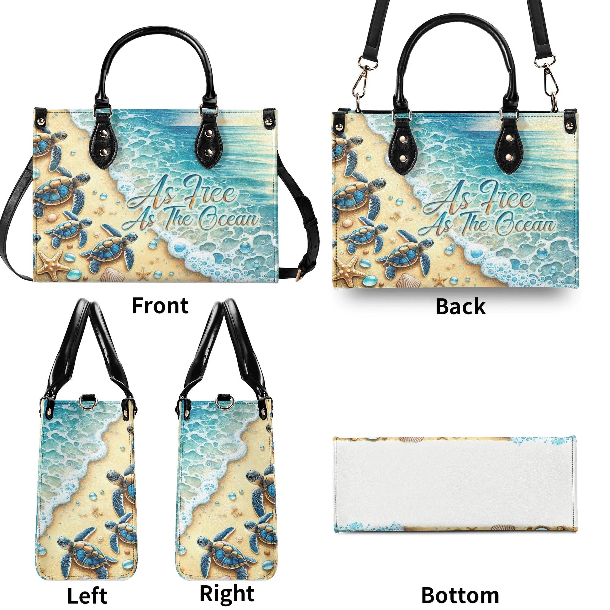 Bigcrowns AS FREE AS THE OCEAN TURTLE LEATHER HANDBAG O1409244