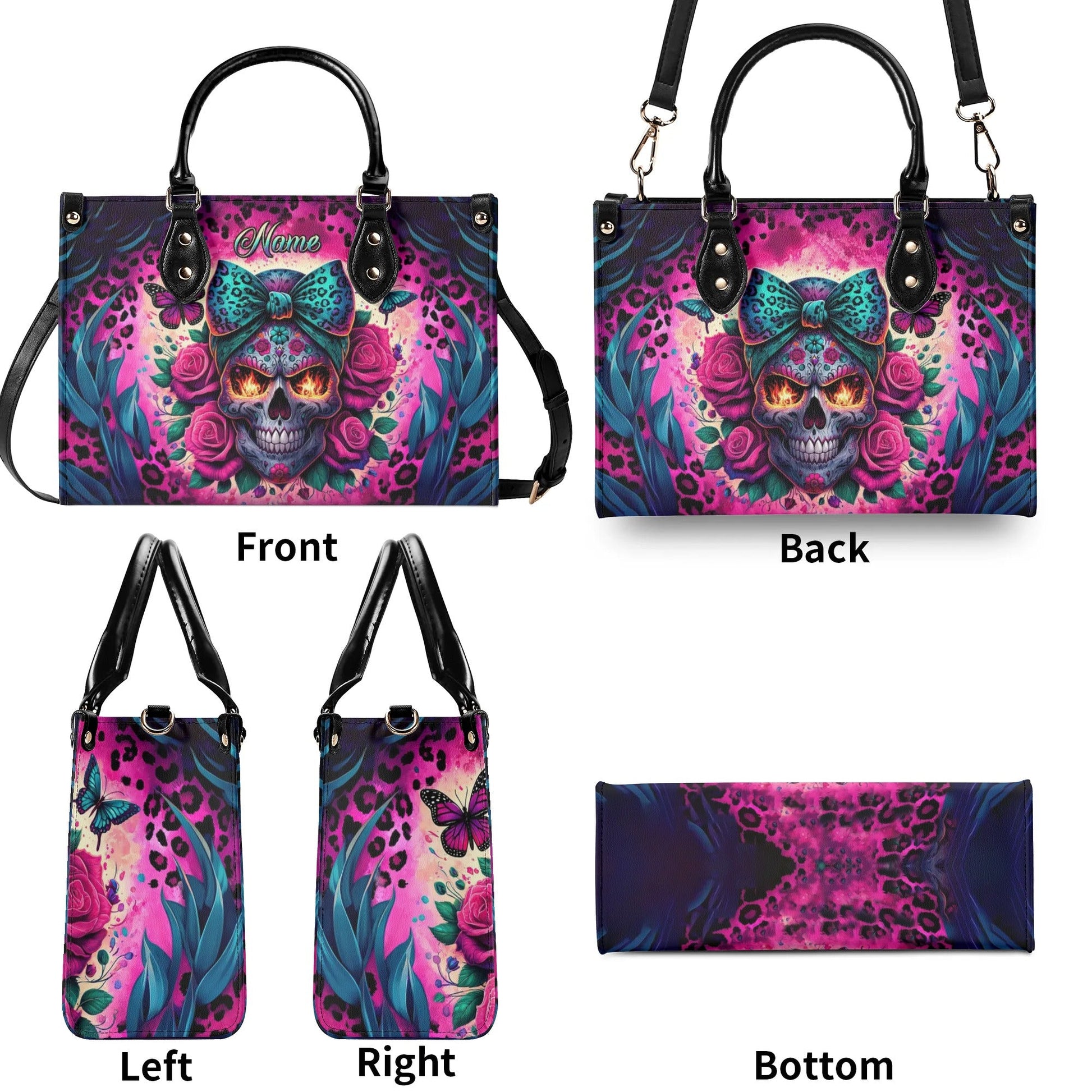 SKULL LEOPARD LEATHER HANDBAG - TLTW1106245