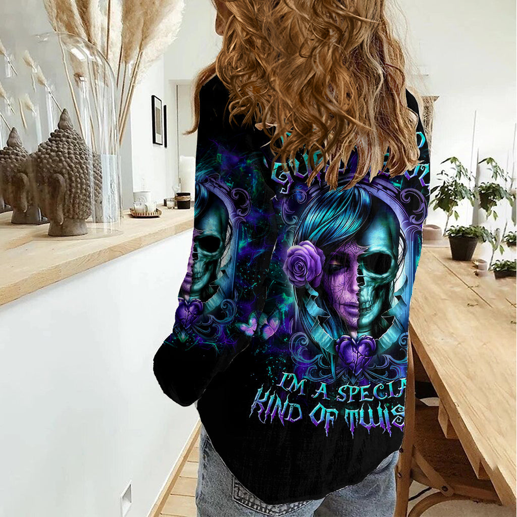 Lady Skull Women Casual Shirt Don't Try To Figure Me Out I'm A Special Kind Of Twisted