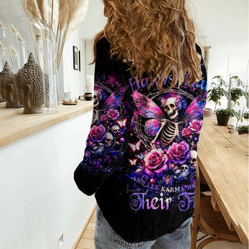 Fairy Skull Women Casual Shirt Let Karma Handle Their Fate