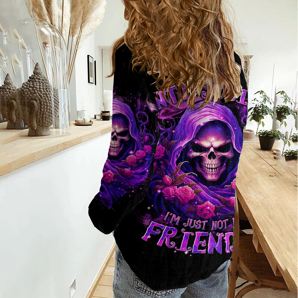 Reaper Skull Women Casual Shirt I'm Not Anti-Social I'm Just Not User Friendly