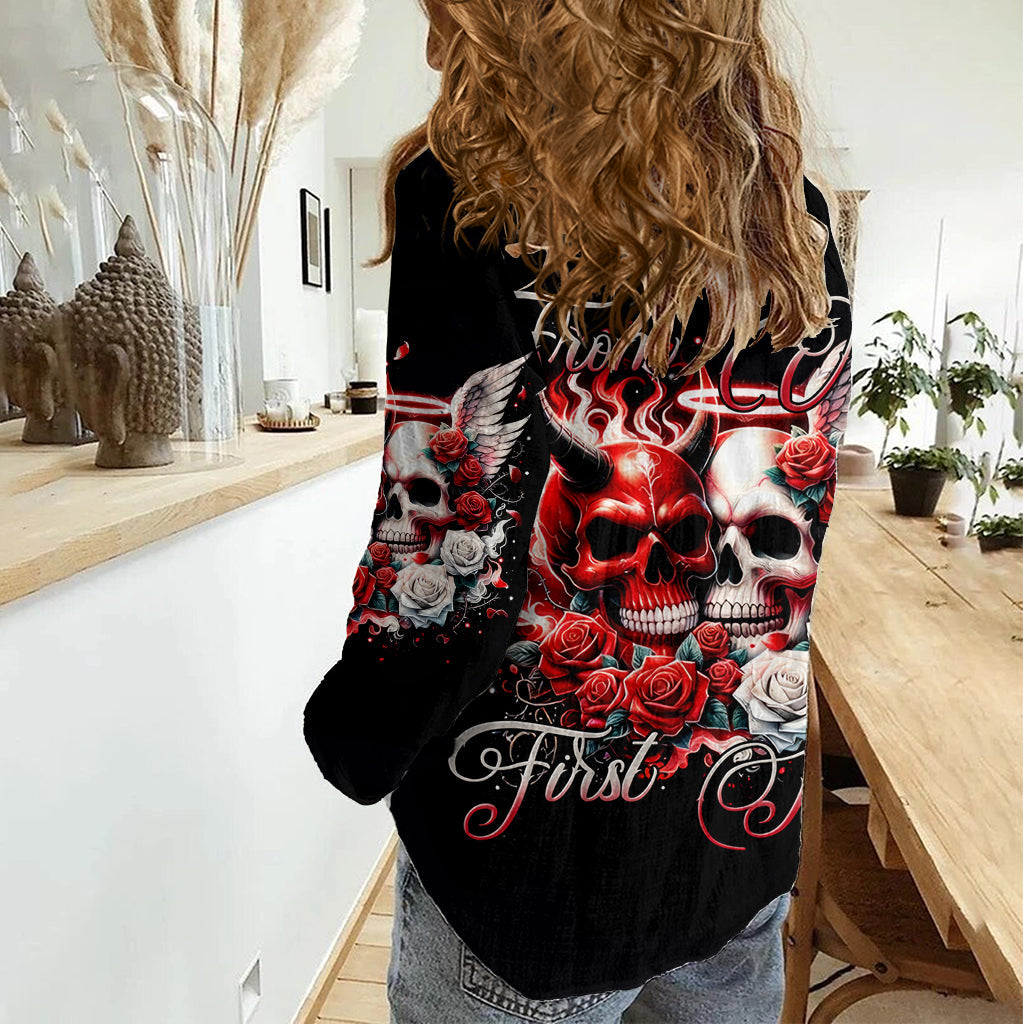 Couple Skull Women Casual Shirt From Our First Kiss