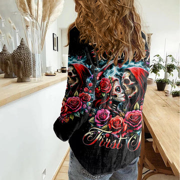 Couple Skull Women Casual Shirt From Our Firse Kiss