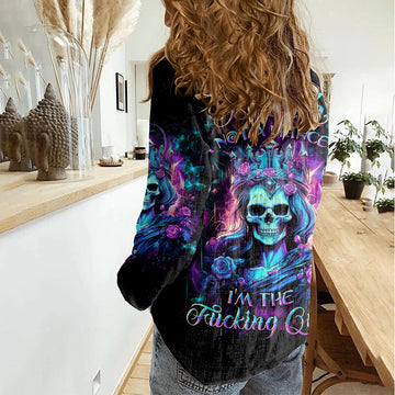Queen Skull Women Casual Shirt Bitch I'm The Fucking Queen