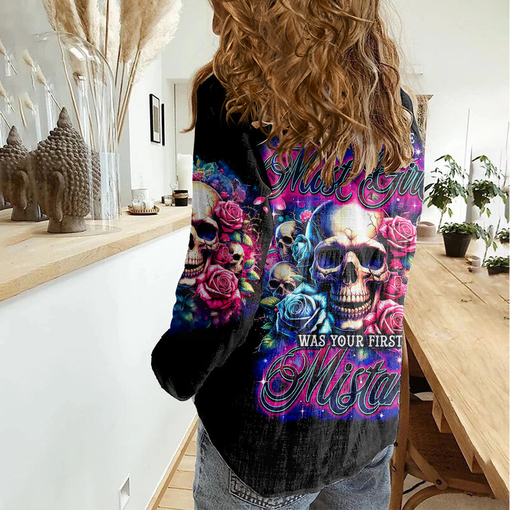 Rose Skull Women Casual Shirt Assuming I Was Like Most Girls Was Your First Mistake