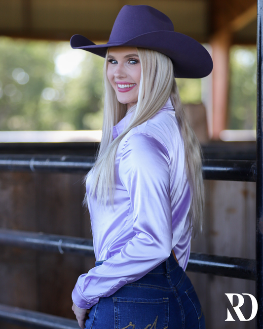 DUSTY LILAC SATIN PERFORMANCE RODEO SHIRT