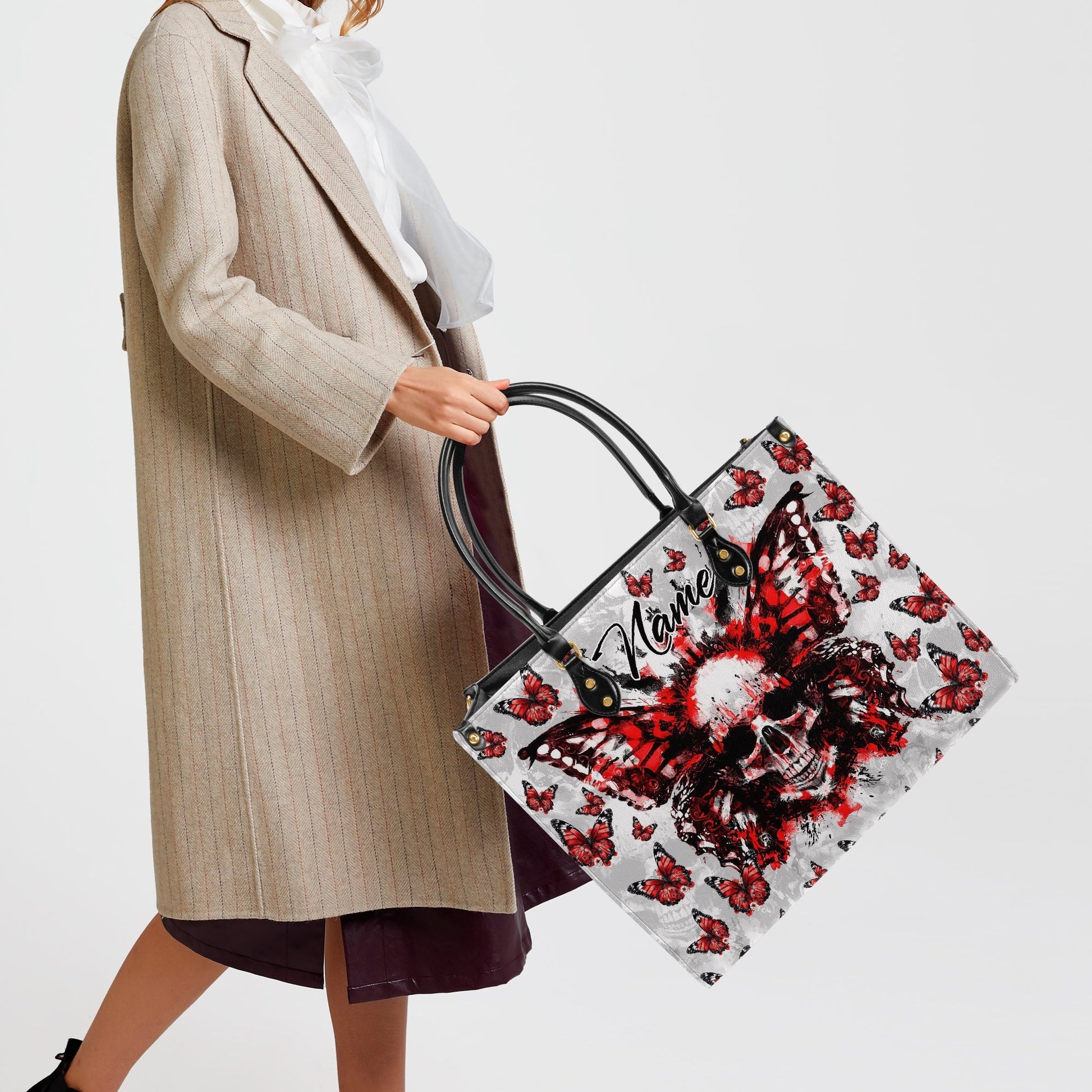 DEMON BUTTERFLY SKULL LEATHER HANDBAG - TYTM0404244