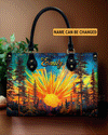 Beautiful Sun Scene Leather Handbag