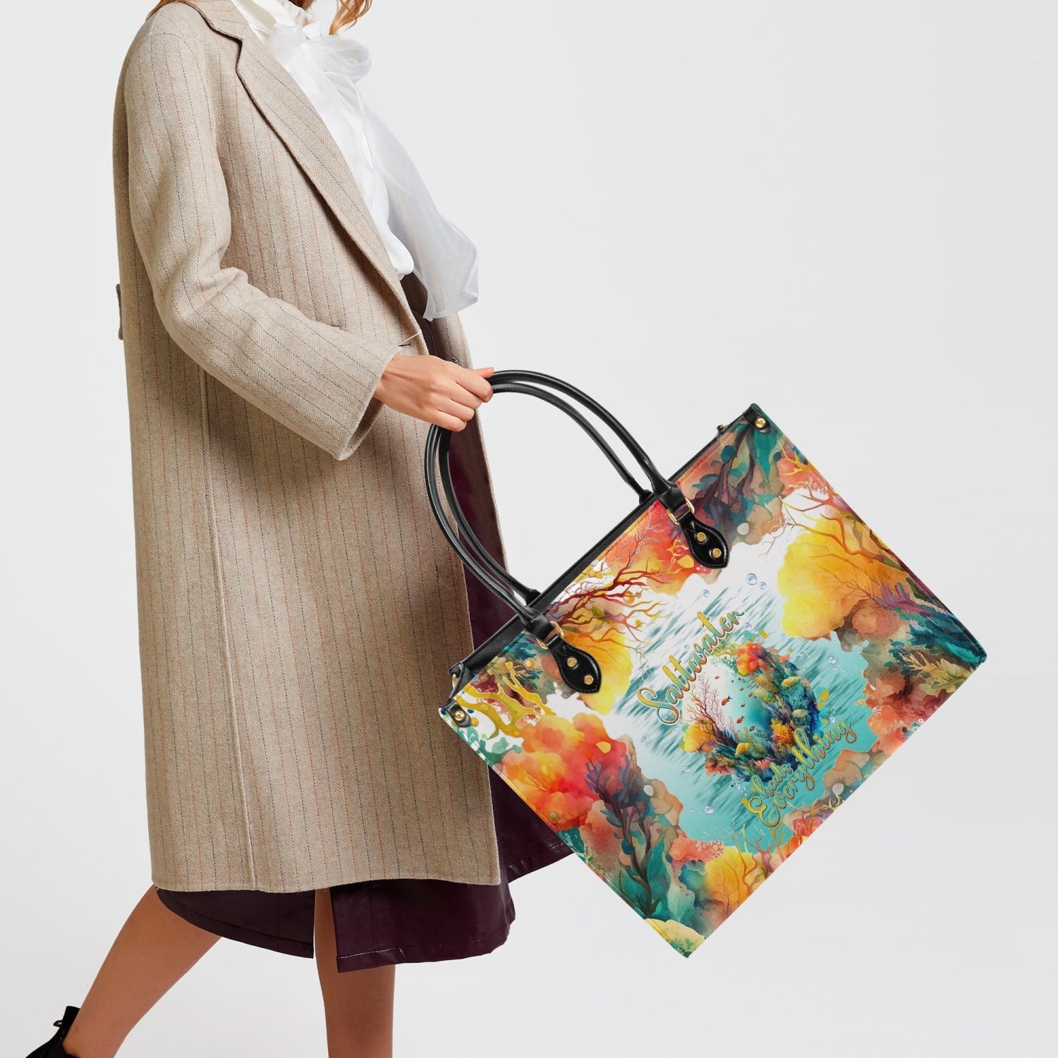 Bigcrowns SALTWATER HEALS EVERYTHING LEATHER HANDBAG T2903242