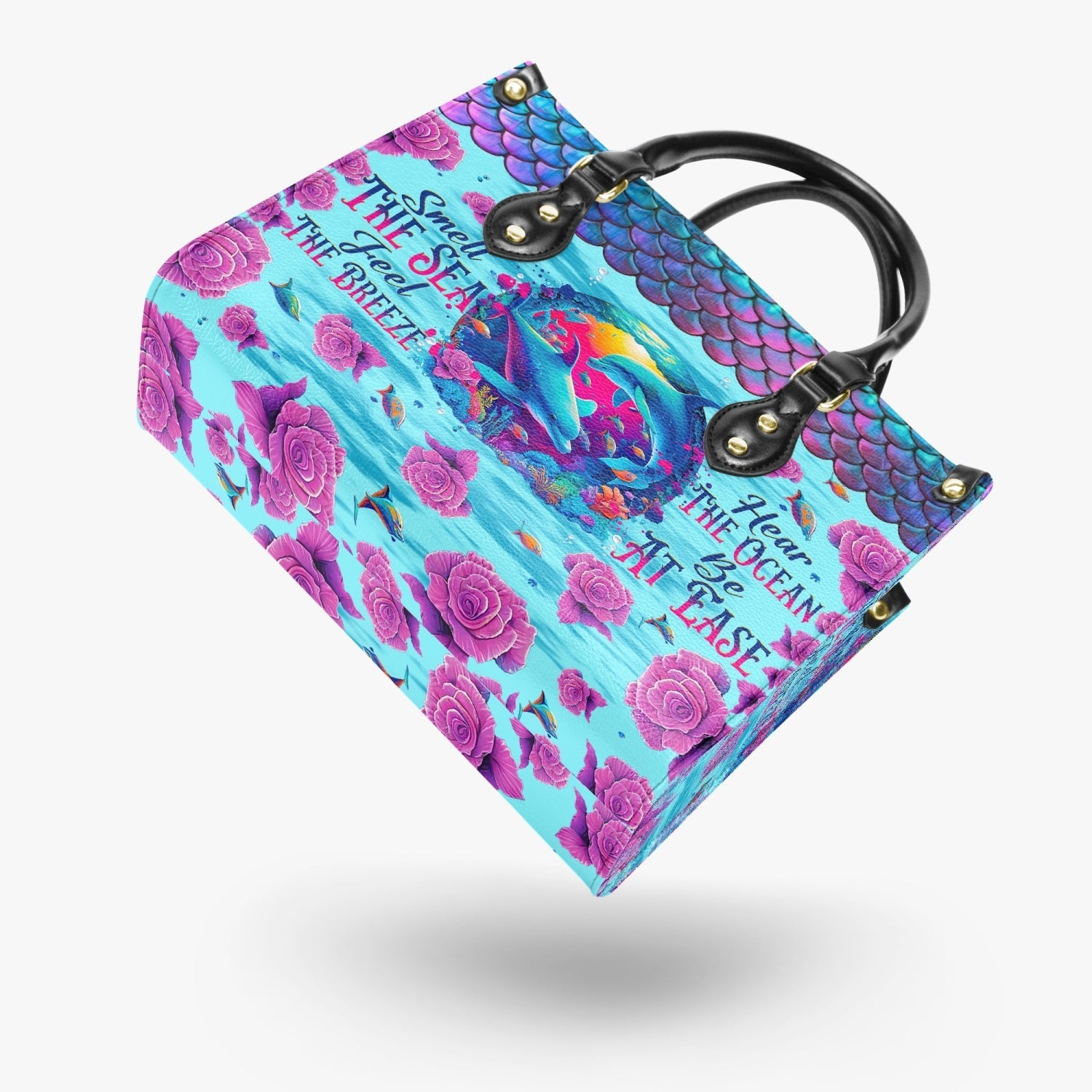Bigcrowns SMELL THE SEA FEEL THE BREEZE DOLPHIN LEATHER HANDBAG T3003244