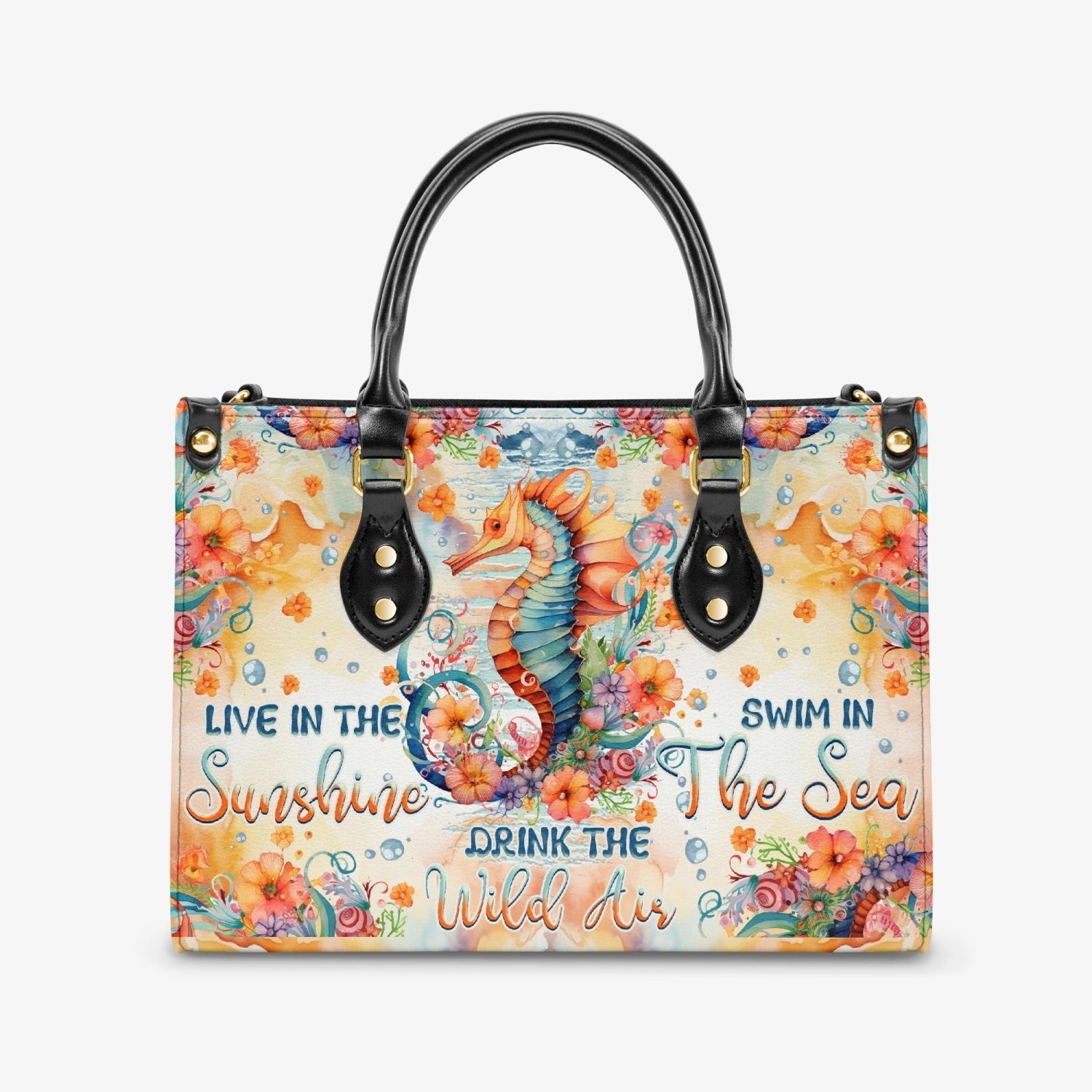 Bigcrowns LIVE IN THE SUNSHINE SEAHORSE LEATHER HANDBAG Z2903243