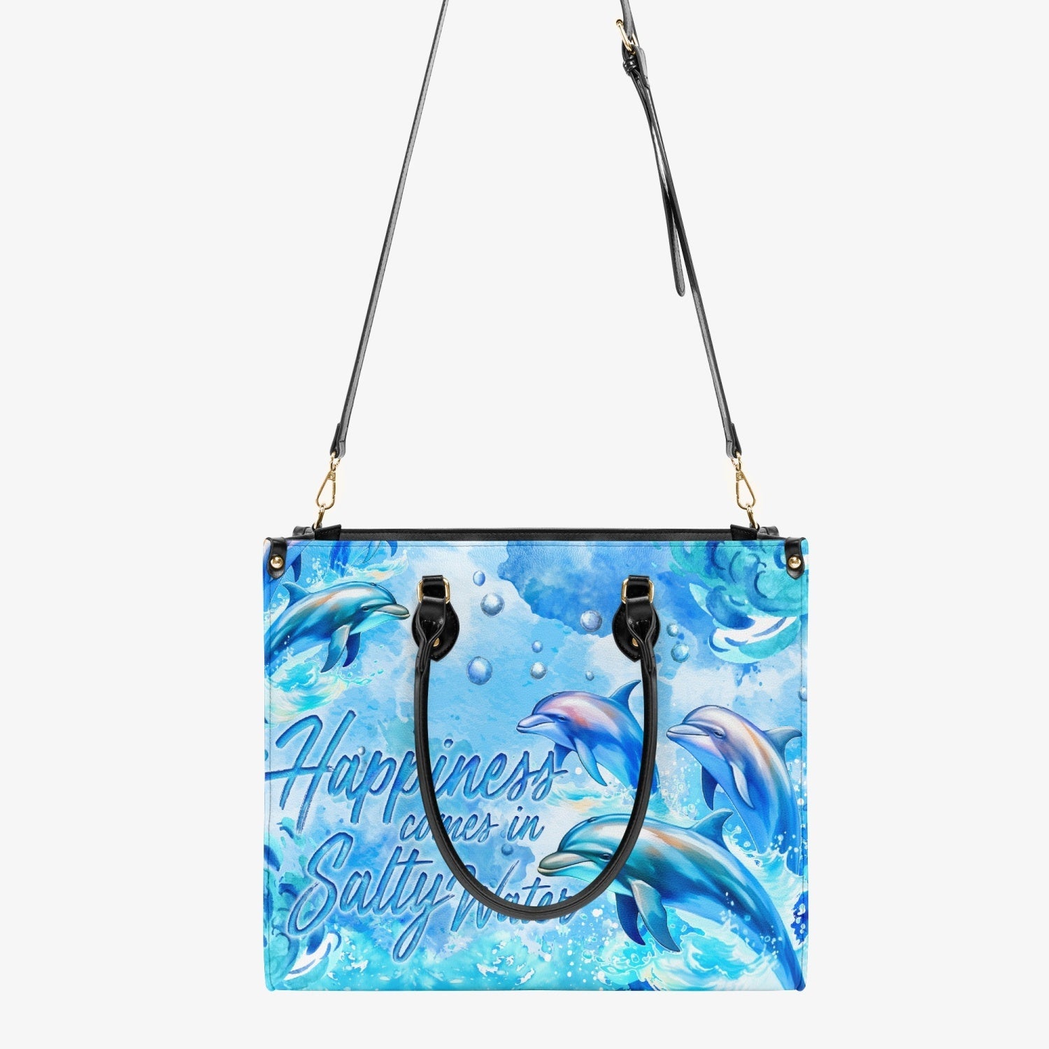 Bigcrowns HAPPINESS COMES IN SALTY WATER DOLPHIN LEATHER HANDBAG TYQY0504243
