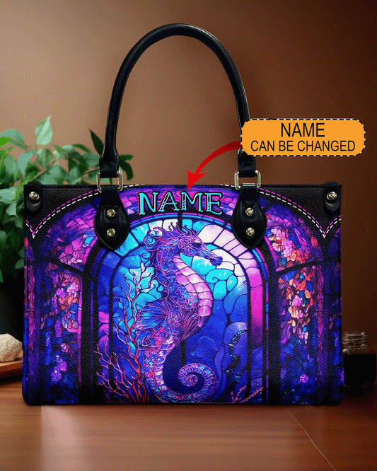Glowing Seahorse Leather Handbag